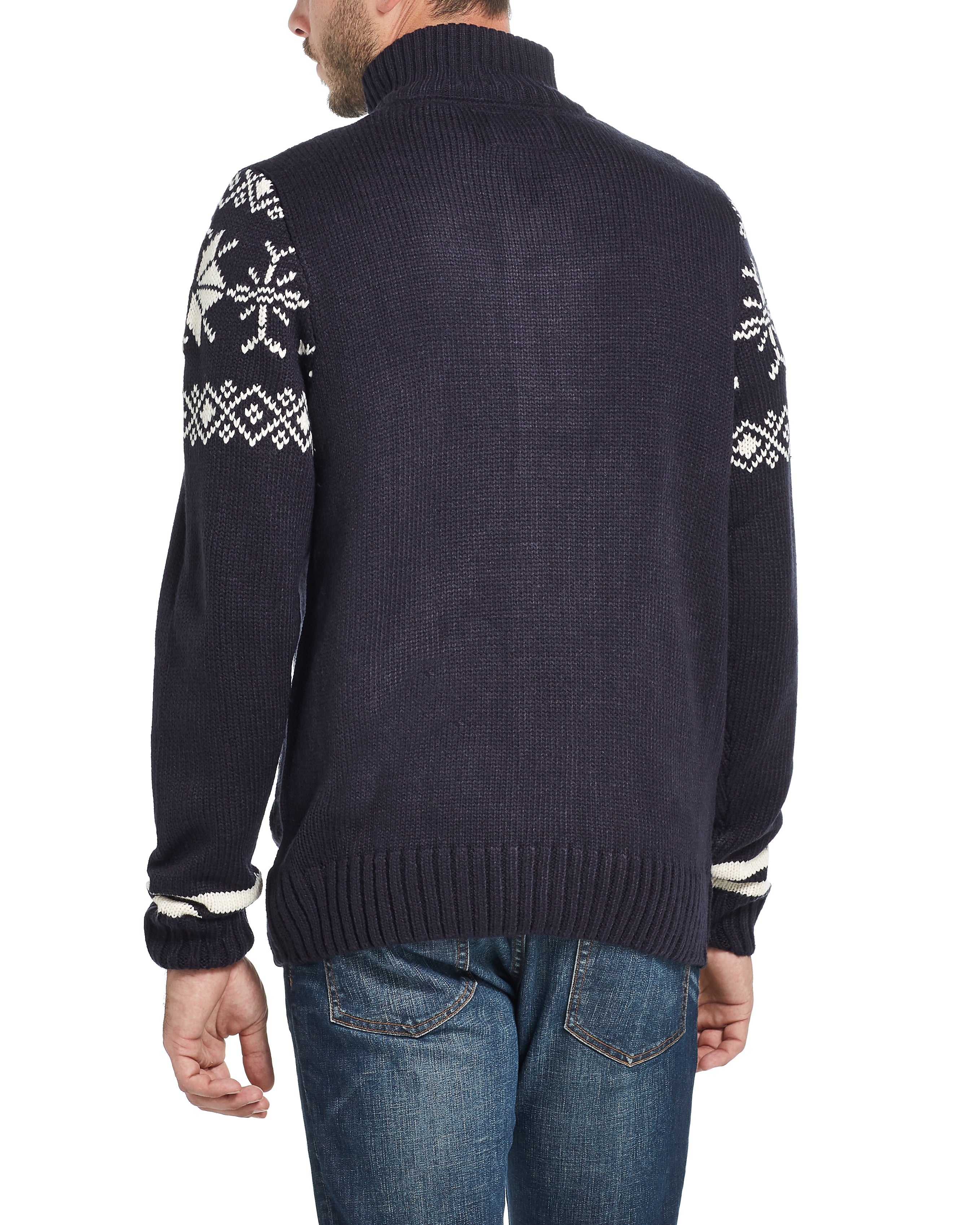 Snowflake Cardigan Sweater in Navy