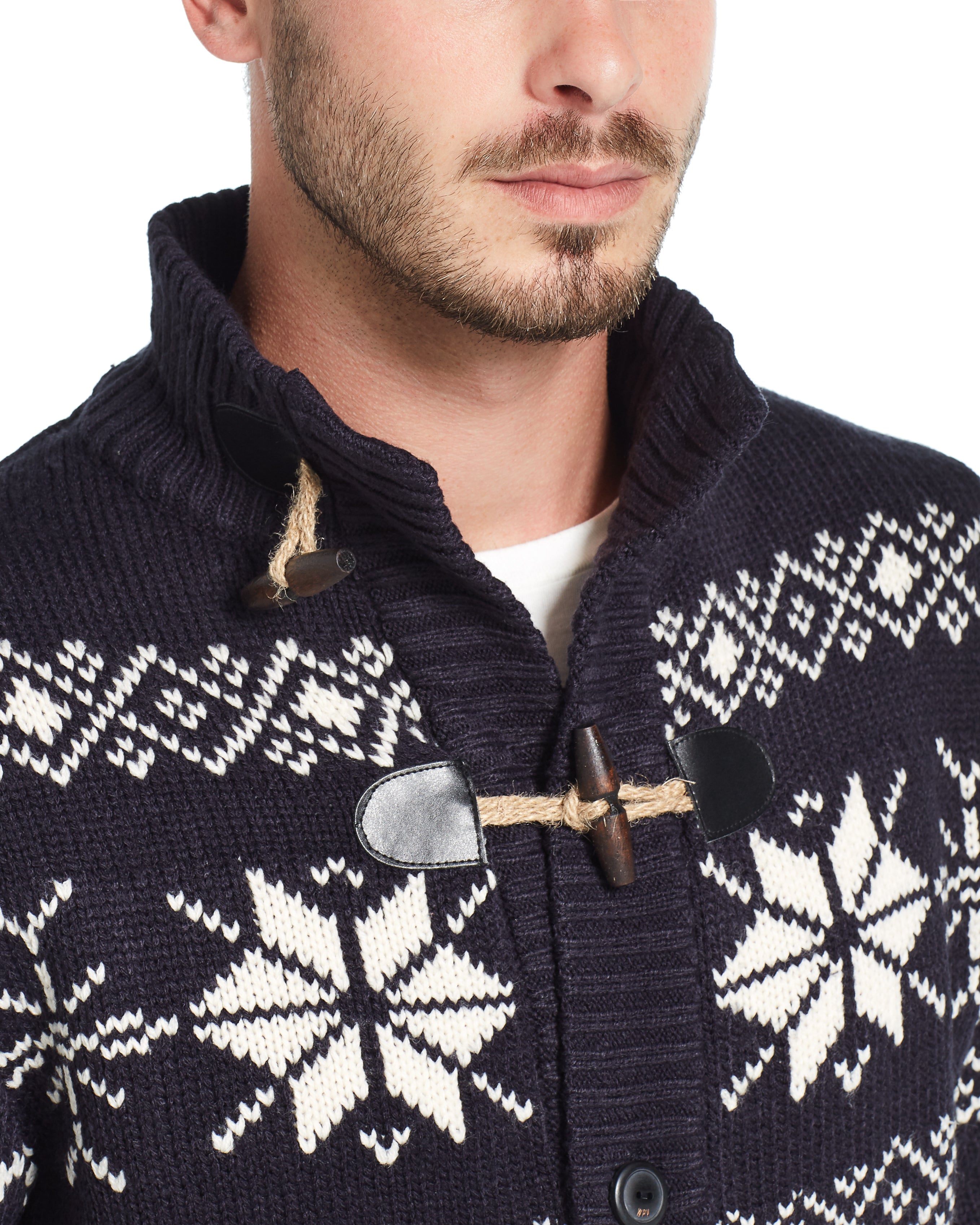 Snowflake Cardigan Sweater in Navy