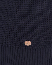 WAFFLE TEXTURE 1/4 ZIP SWEATER in BLUE BLACK