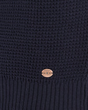 Waffle Texture 1/4 Zip Sweater In Blue Black