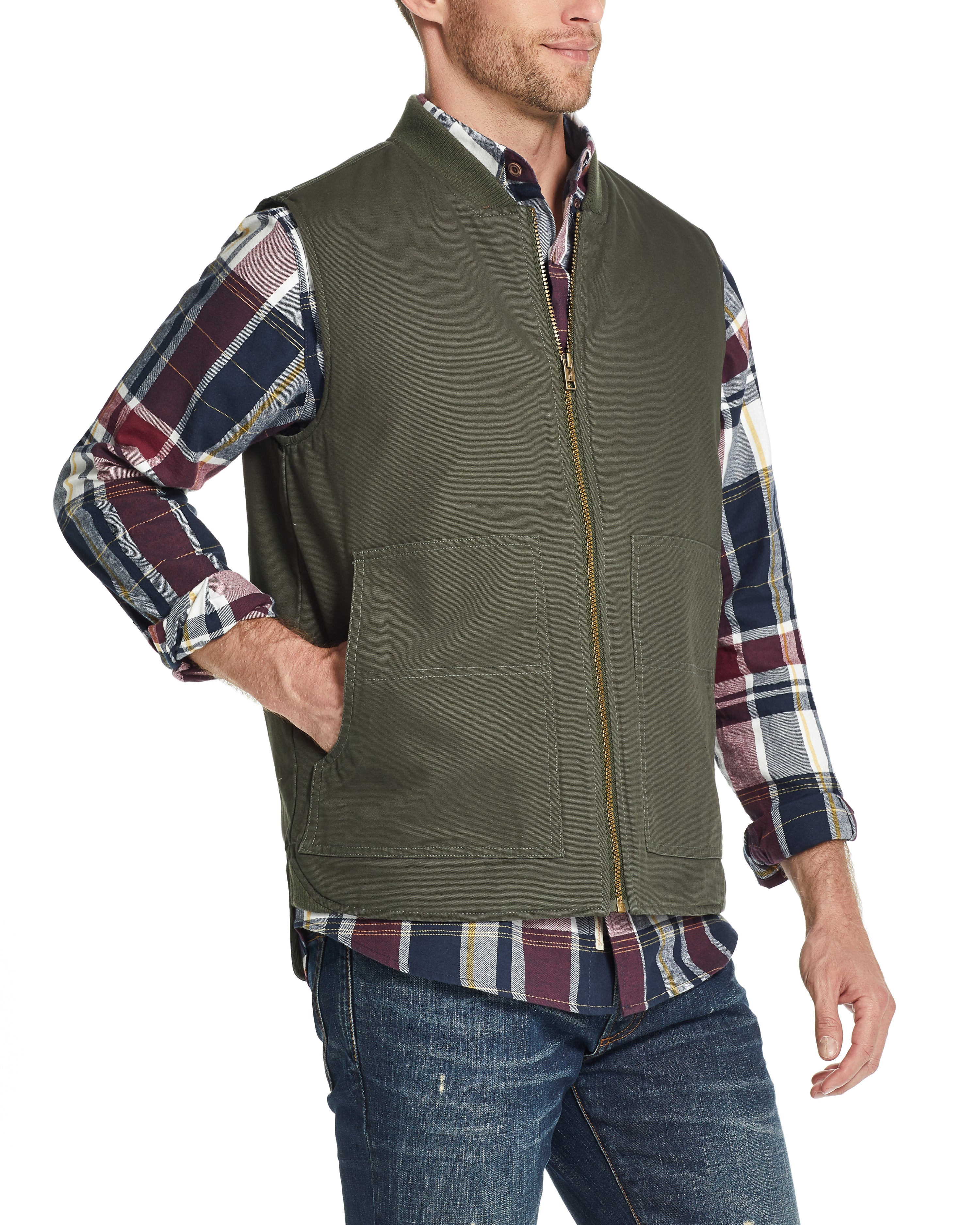WEATHER WASH® CANVAS WORKWEAR VEST IN ROSIN
