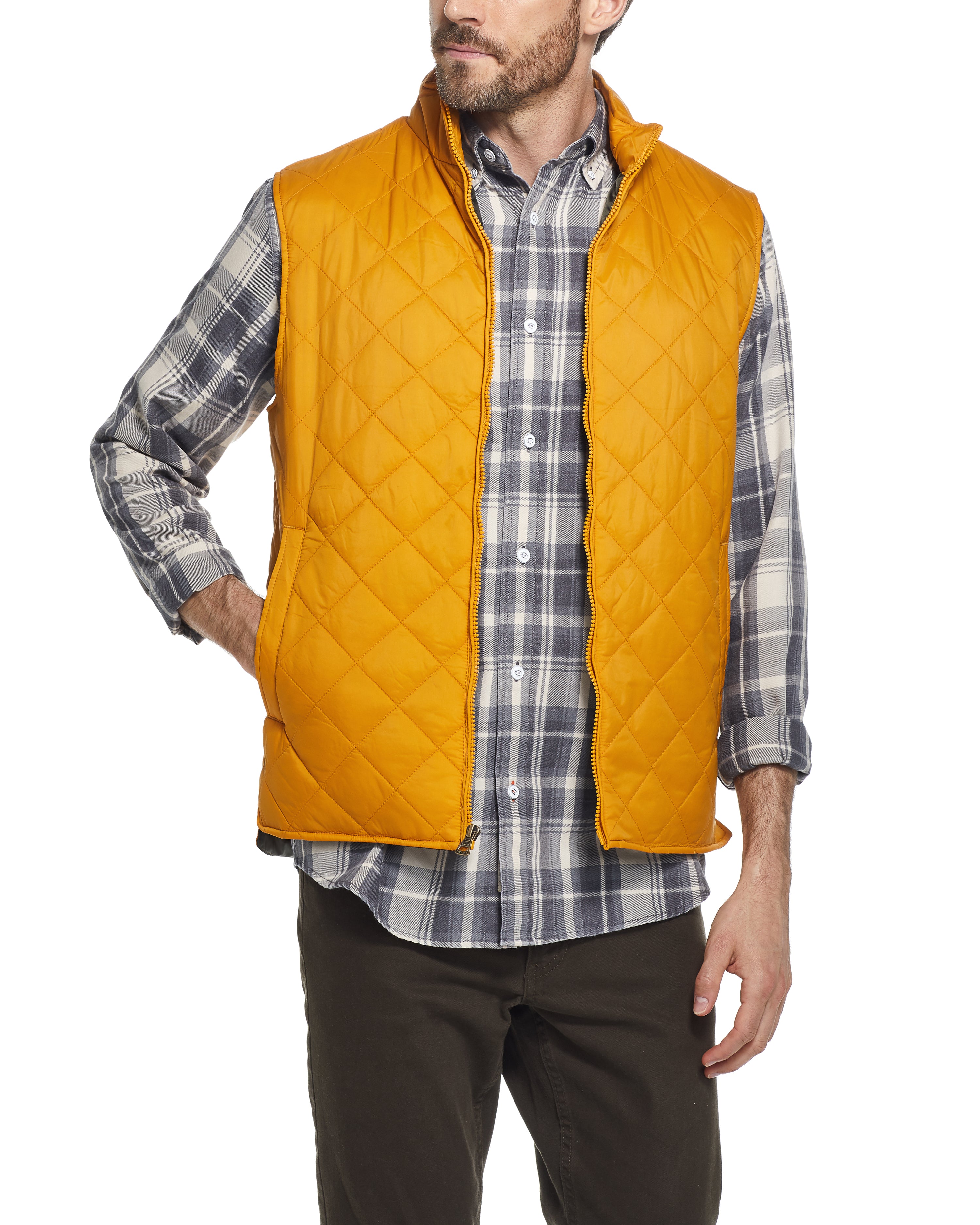 DIAMOND QUILTED VEST IN INCA GOLD