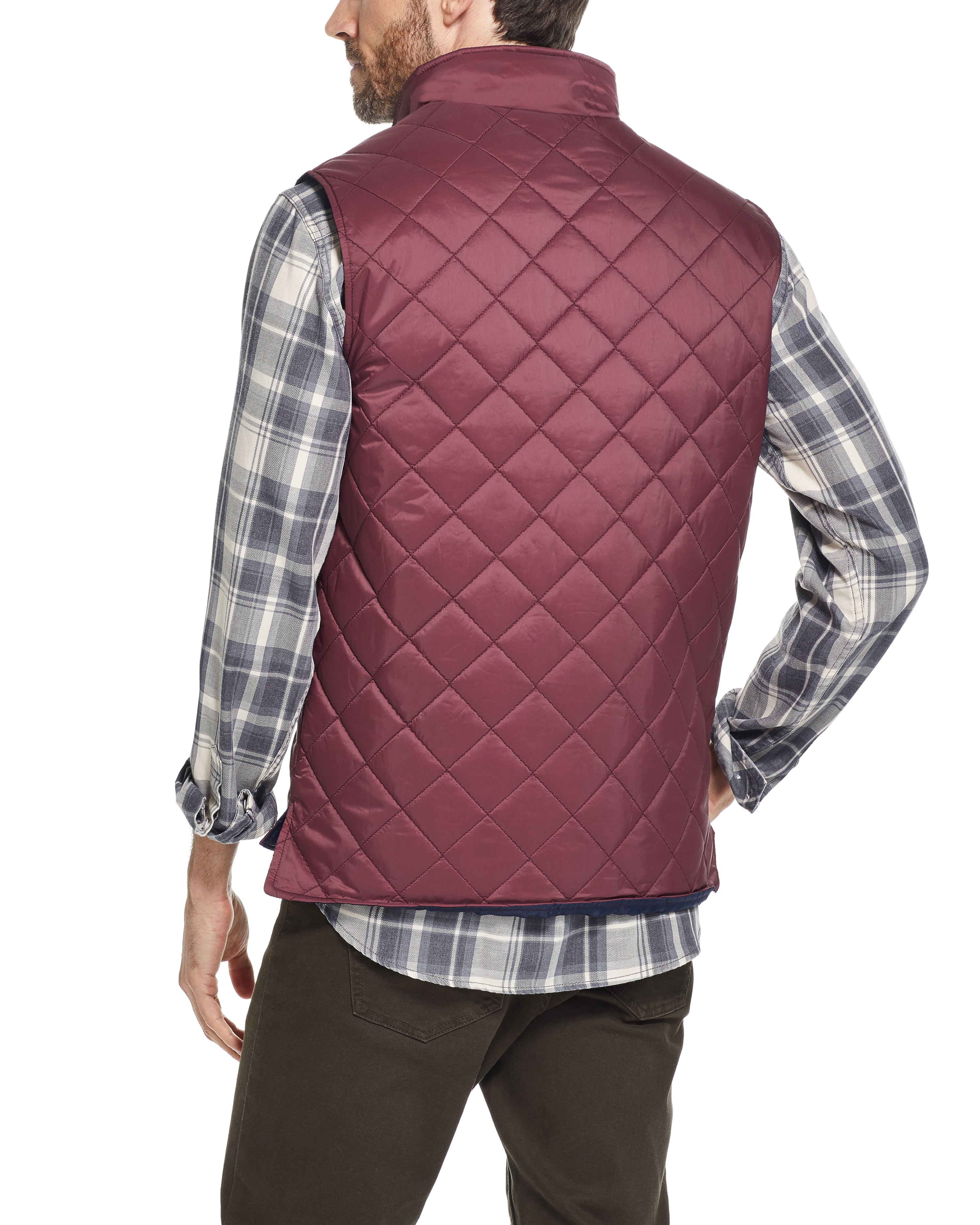 DIAMOND QUILTED VEST IN RED MAHOGANY