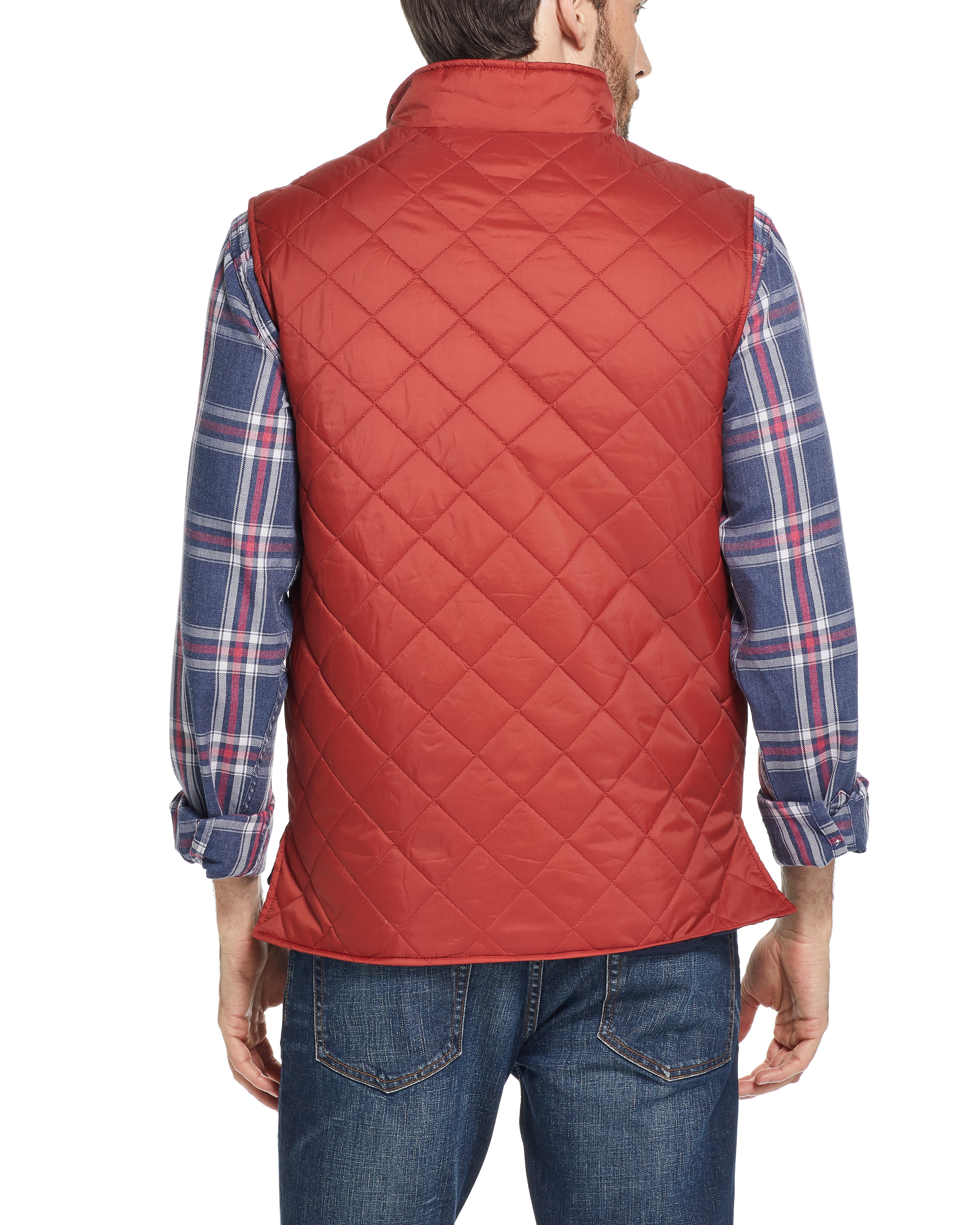 Diamond Quilted Vest in Red Ochre