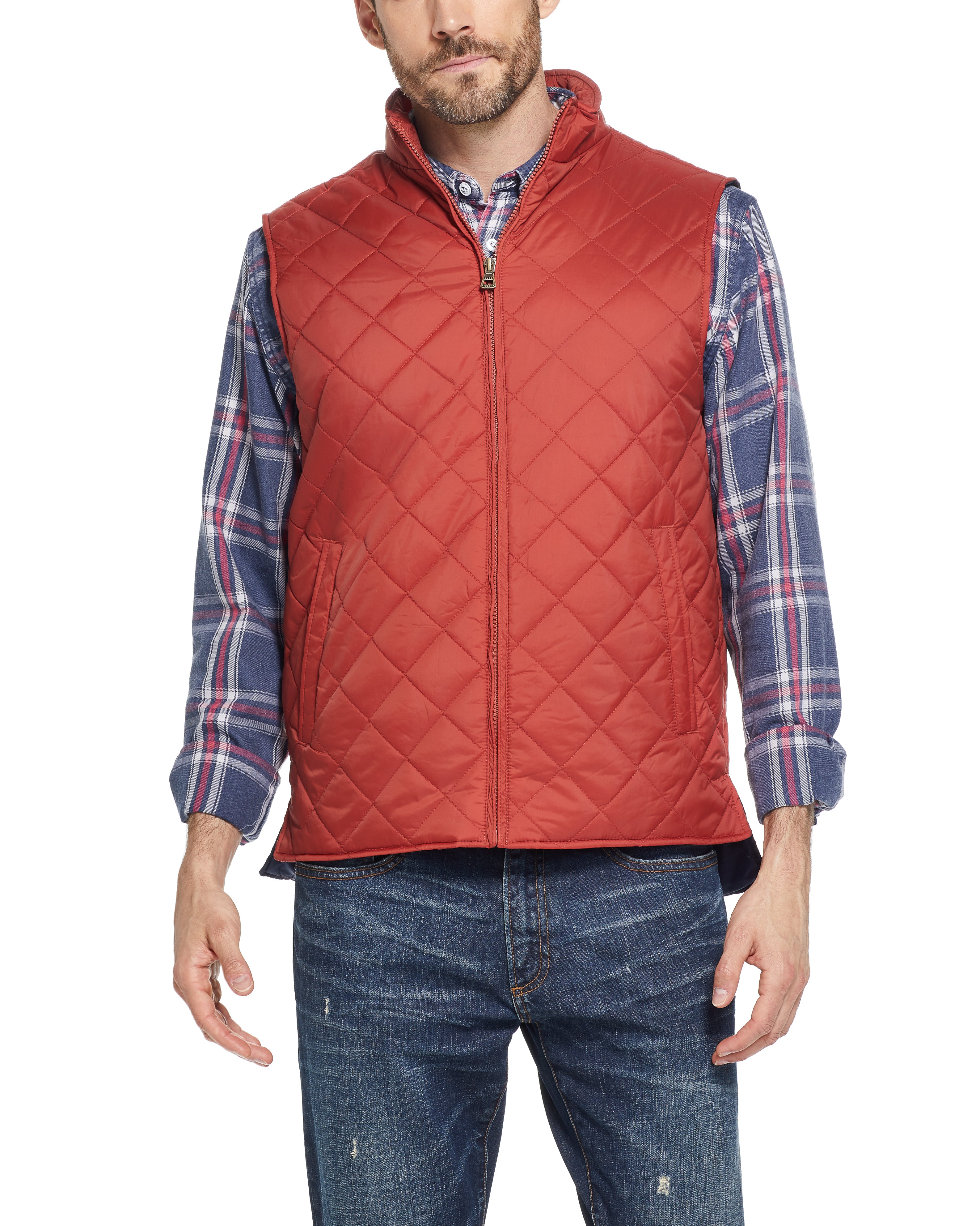 Diamond Quilted Vest in Red Ochre