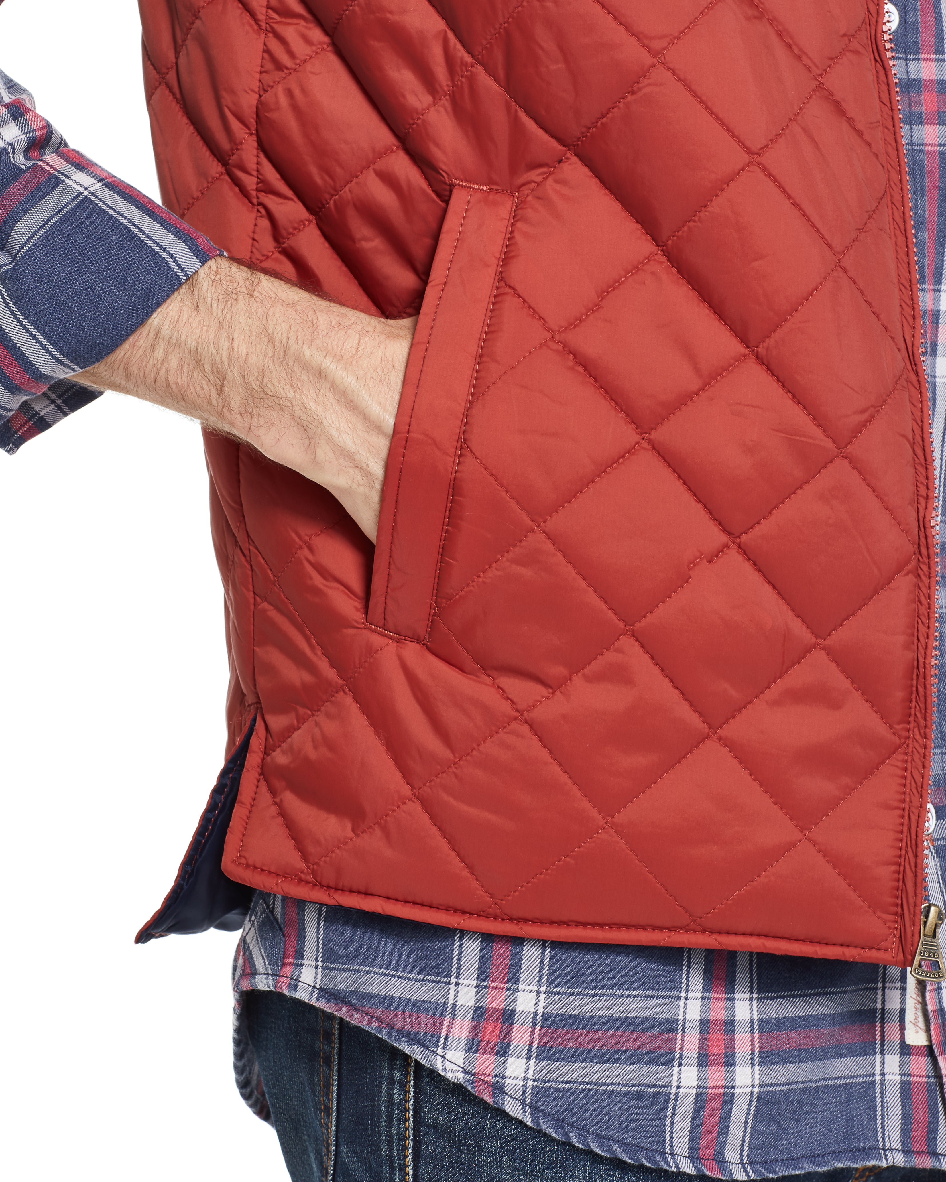 Diamond Quilted Vest in Red Ochre