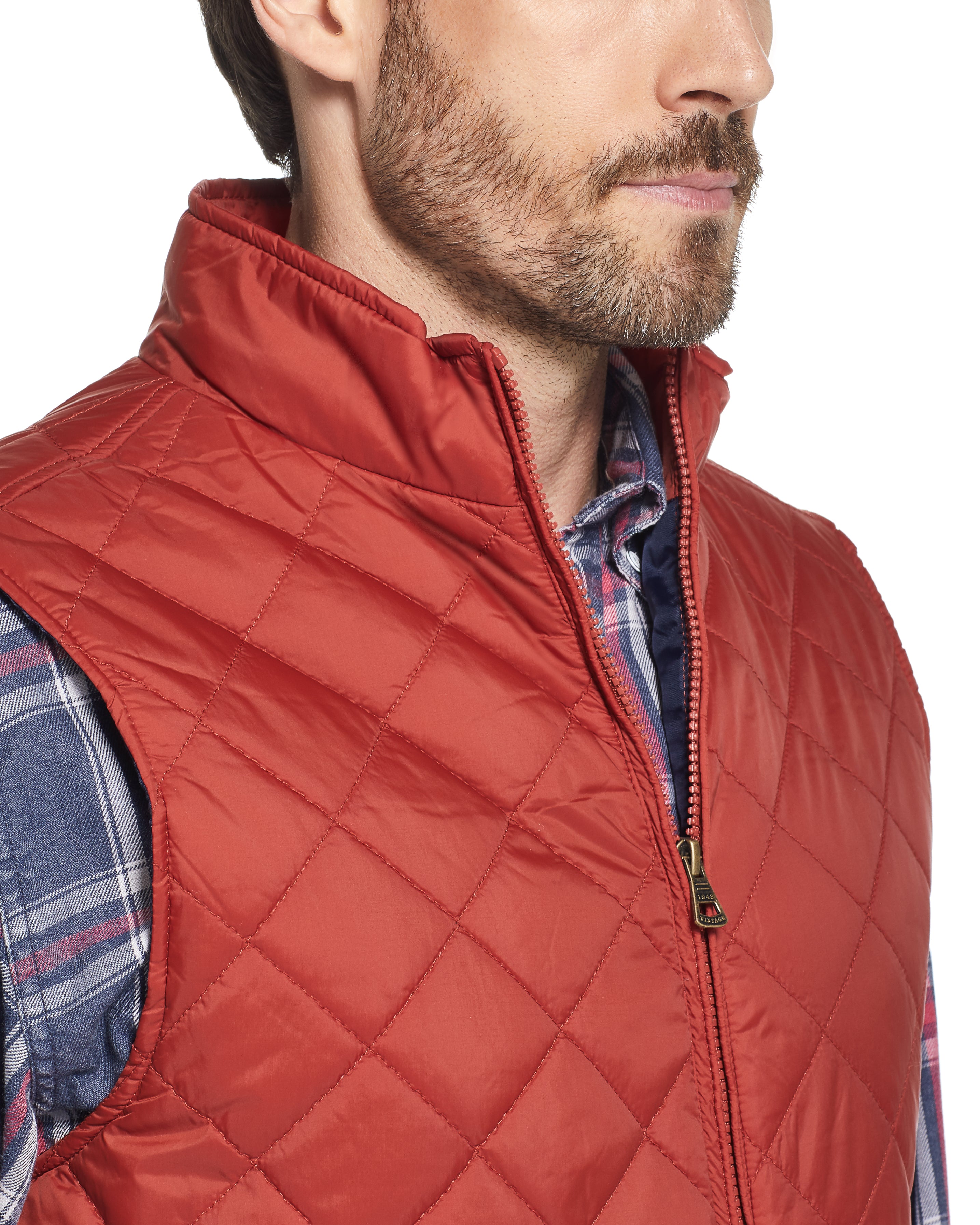 Diamond Quilted Vest in Red Ochre