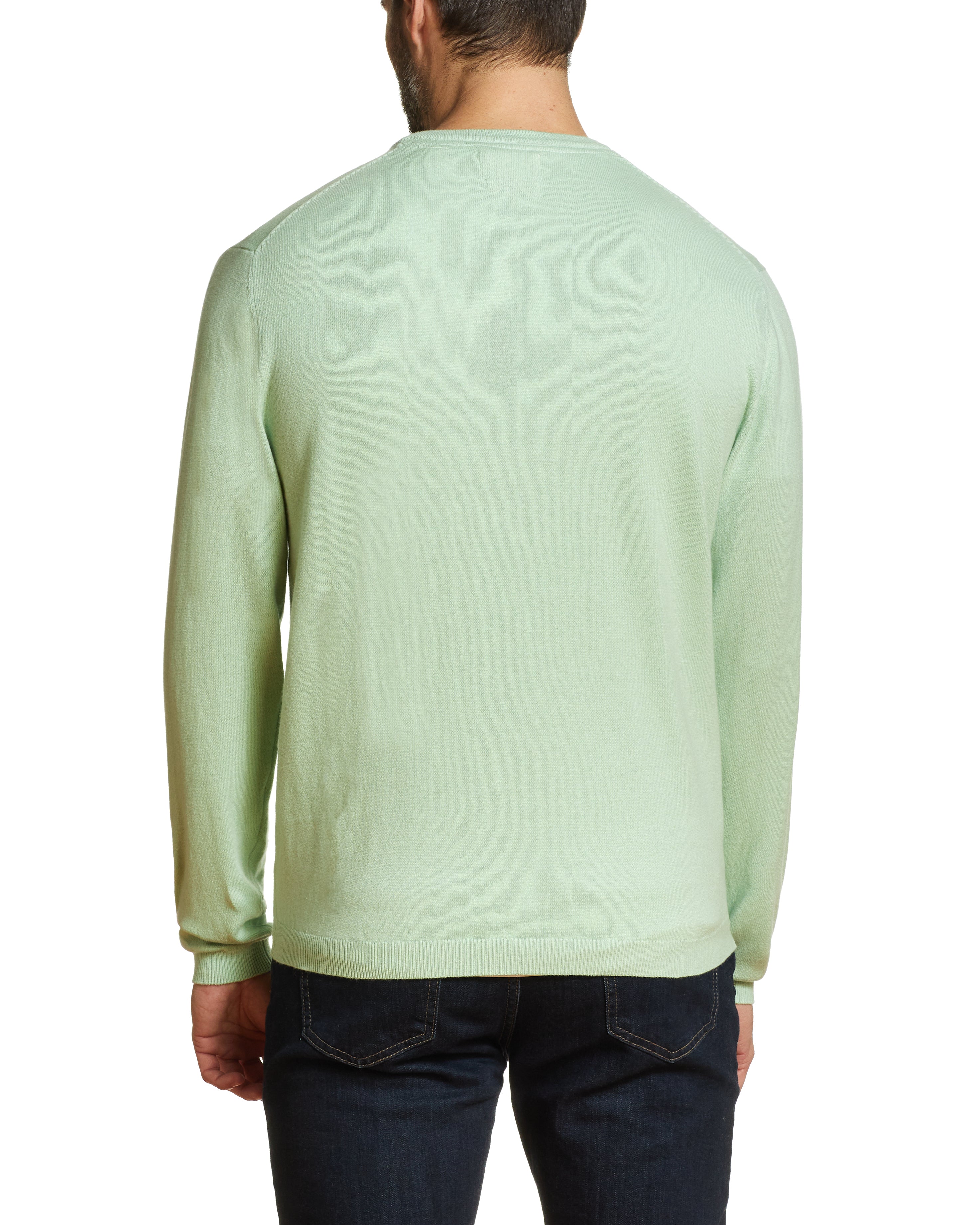 Cotton Cashmere V Neck Sweater in Seafoam