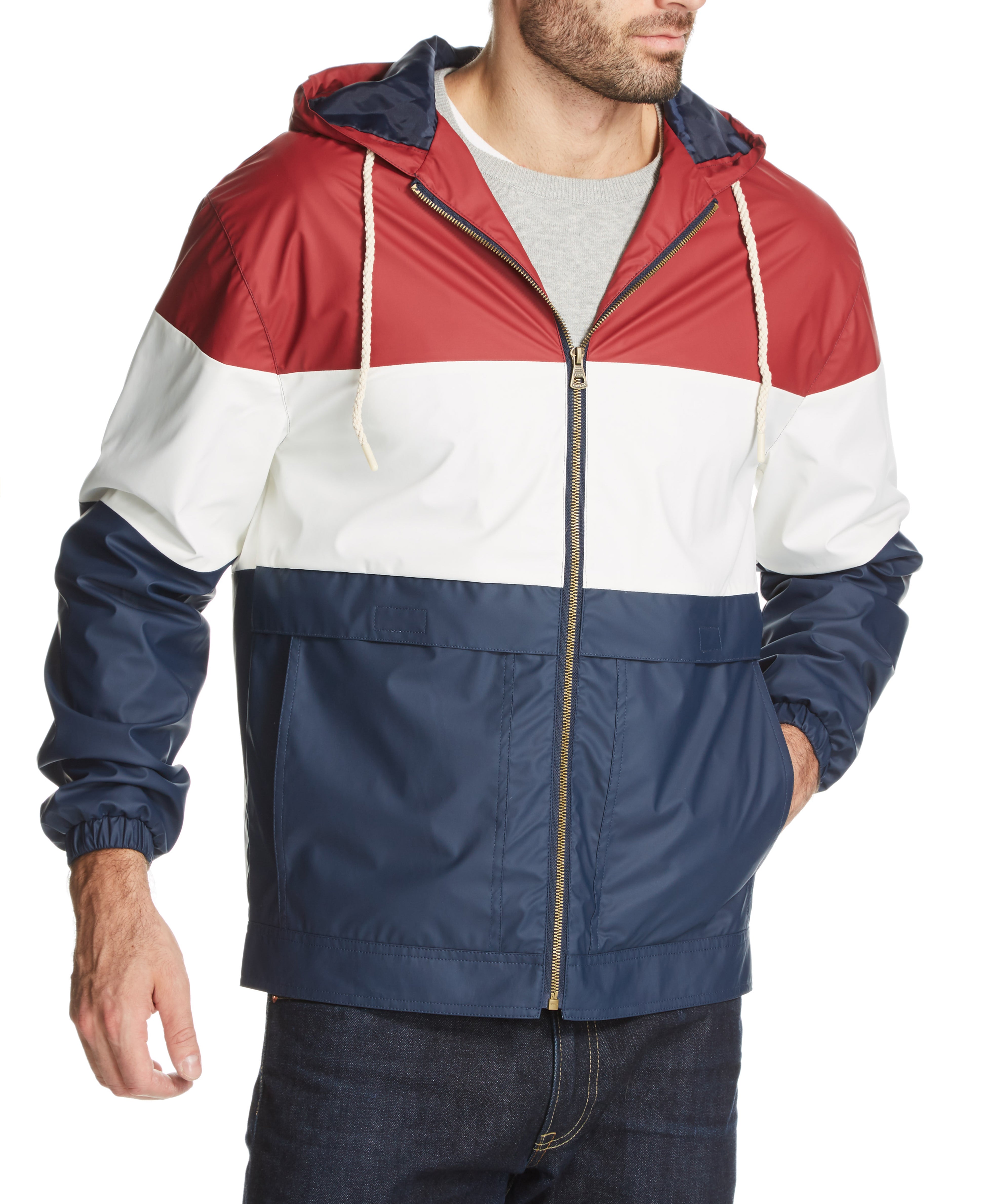 Full-Zip Color Block Slicker In Biking Red