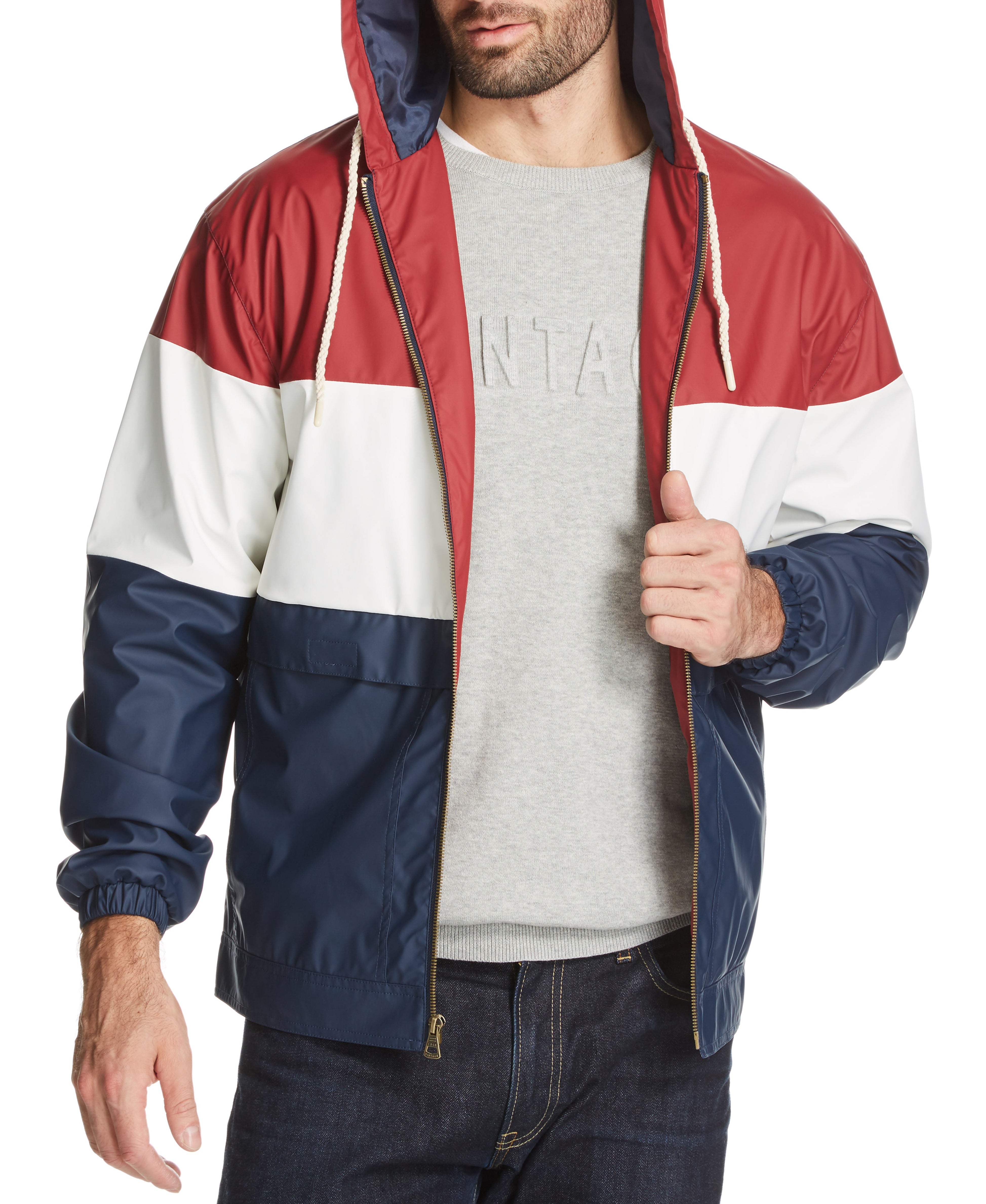 Full-Zip Color Block Slicker In Biking Red