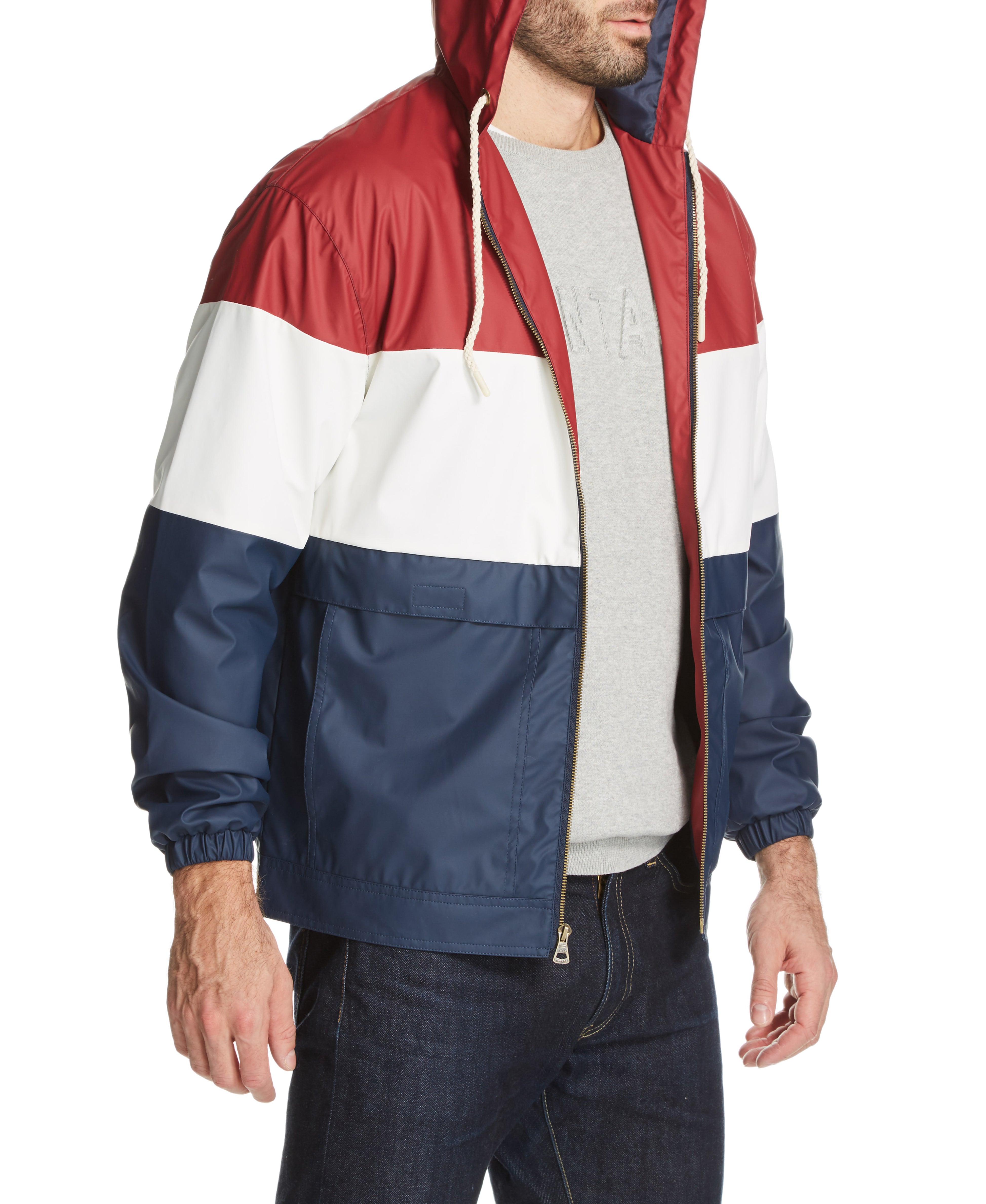 Full-Zip Color Block Slicker In Biking Red