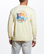 Long Sleeve Sun Shirt Spf In Pastel Yellow with adventure graphics for outdoor activities.
