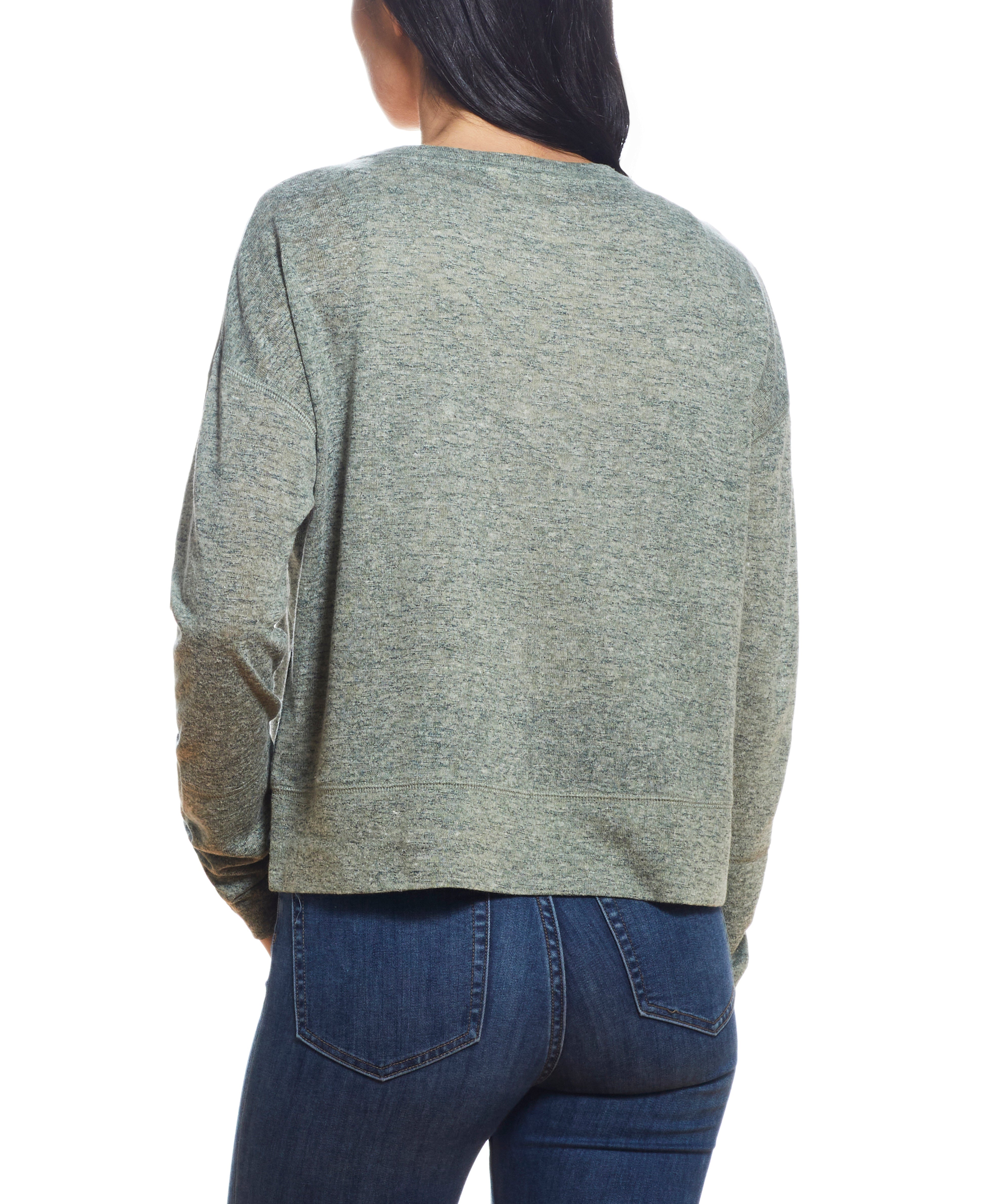 Texture Melange Sweater In Green