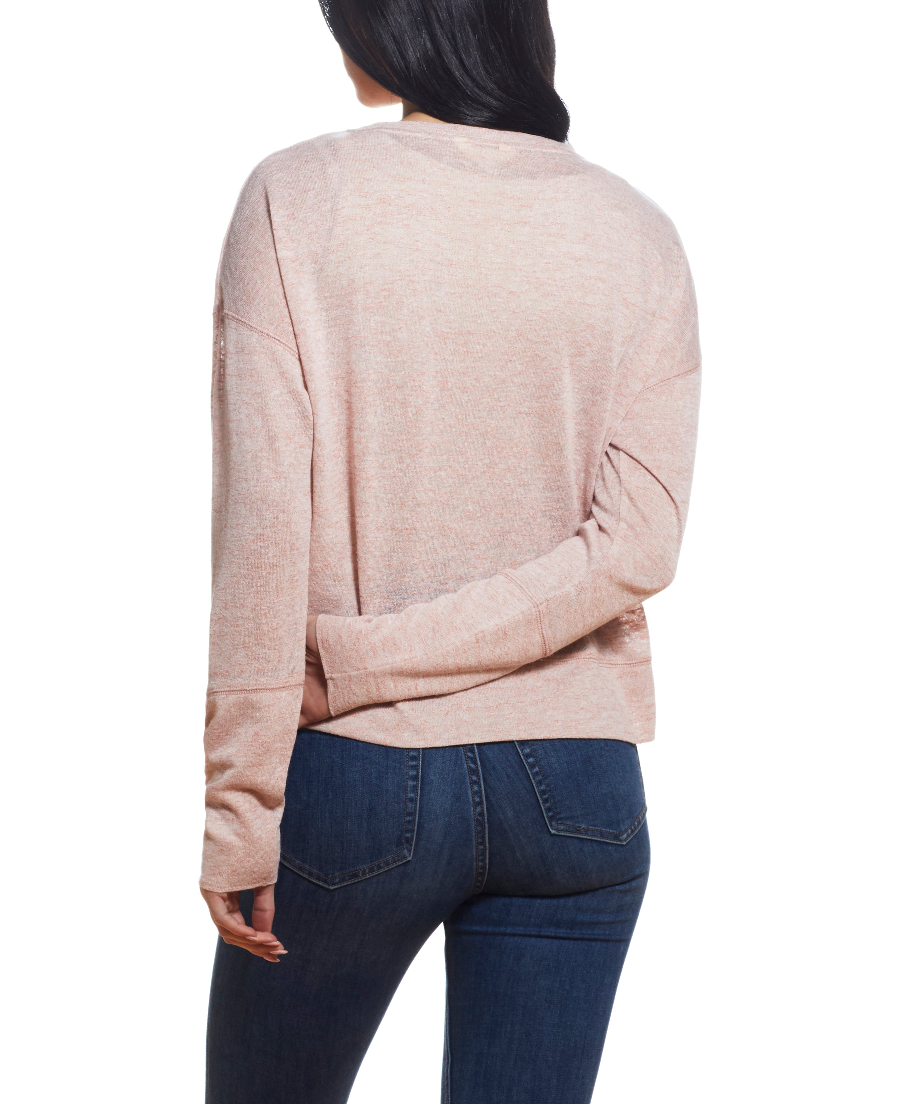 TEXTURE MELANGE SWEATER in PINK