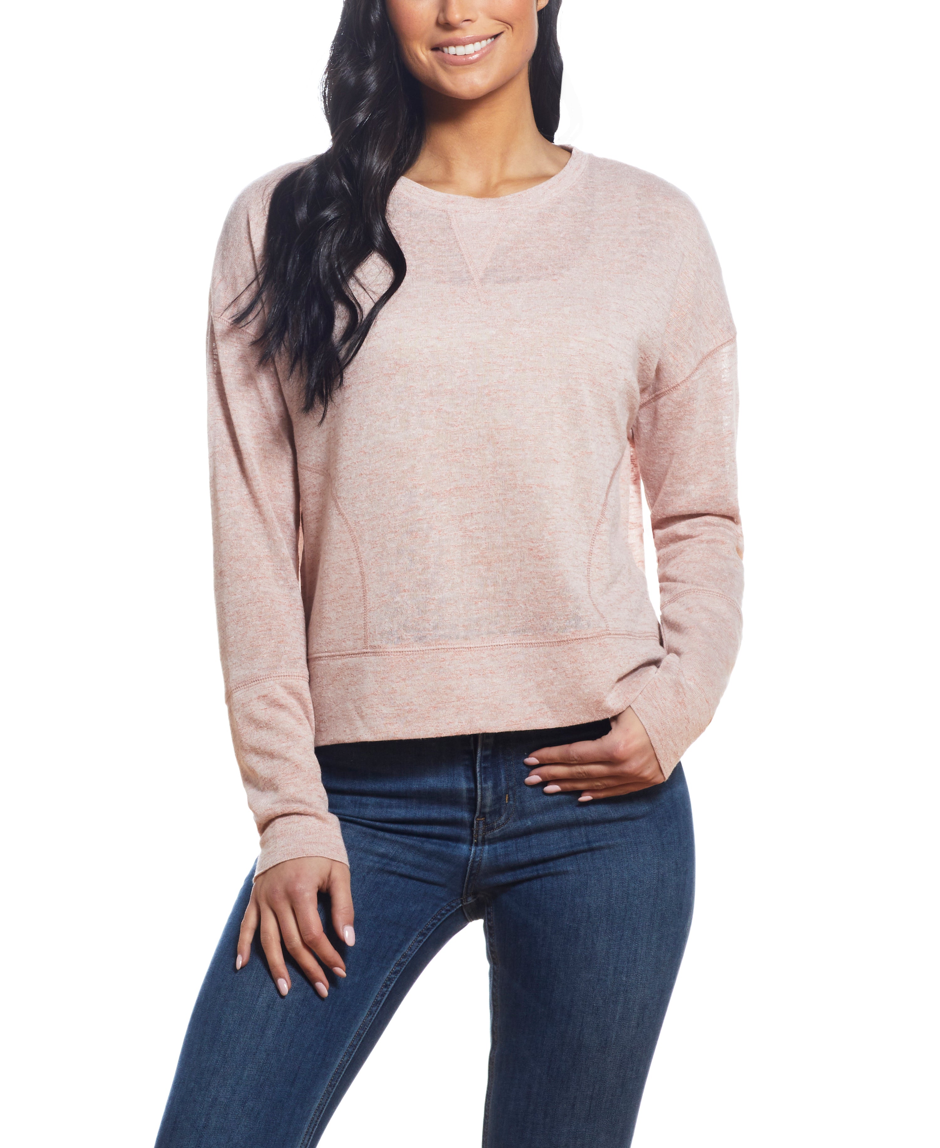 TEXTURE MELANGE SWEATER in PINK
