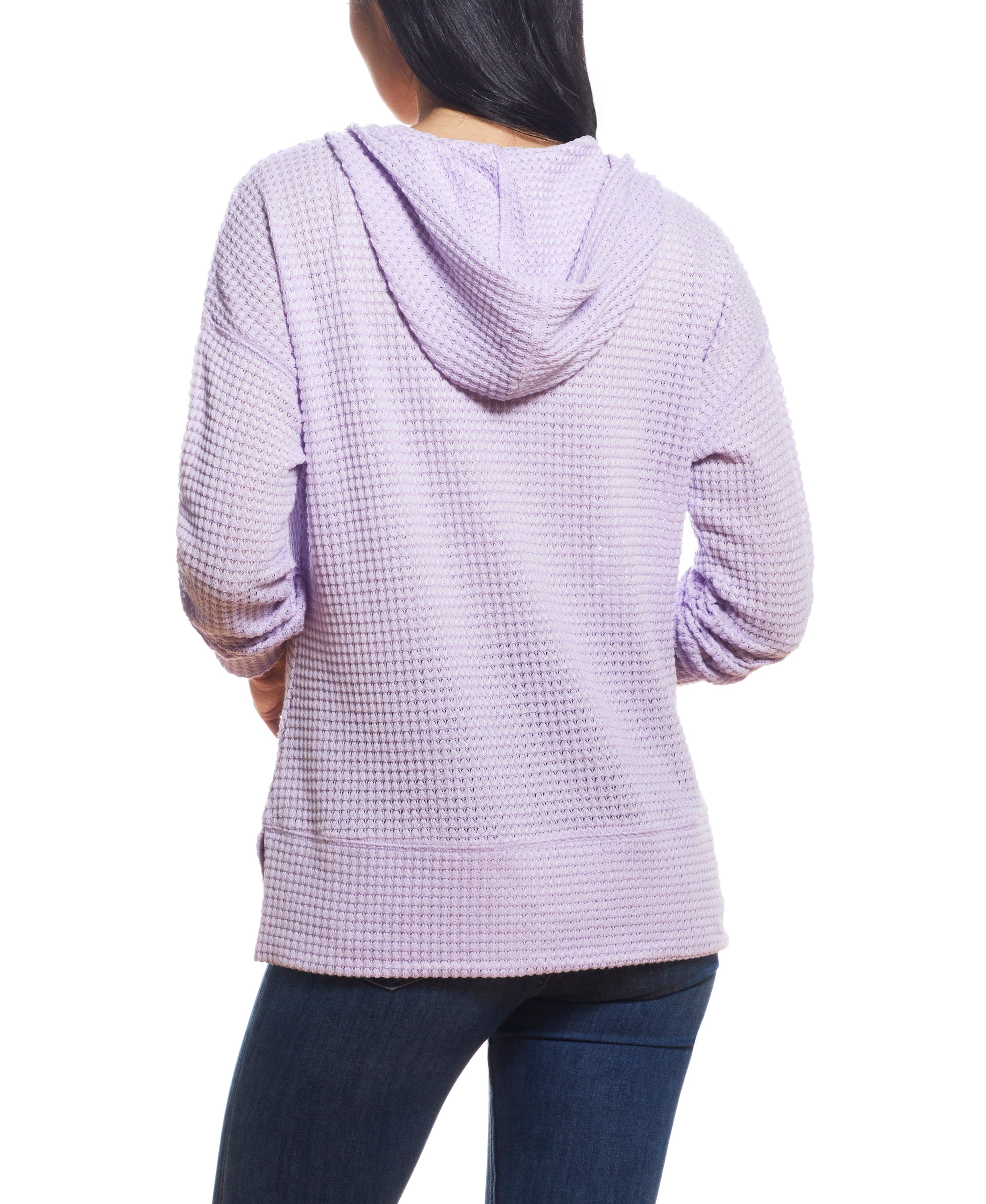 Women's Dolman Mesh Knit Hoodie in Purple