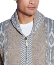 Western Pattern Full-Zip Cardigan Sweater IN CAMEL