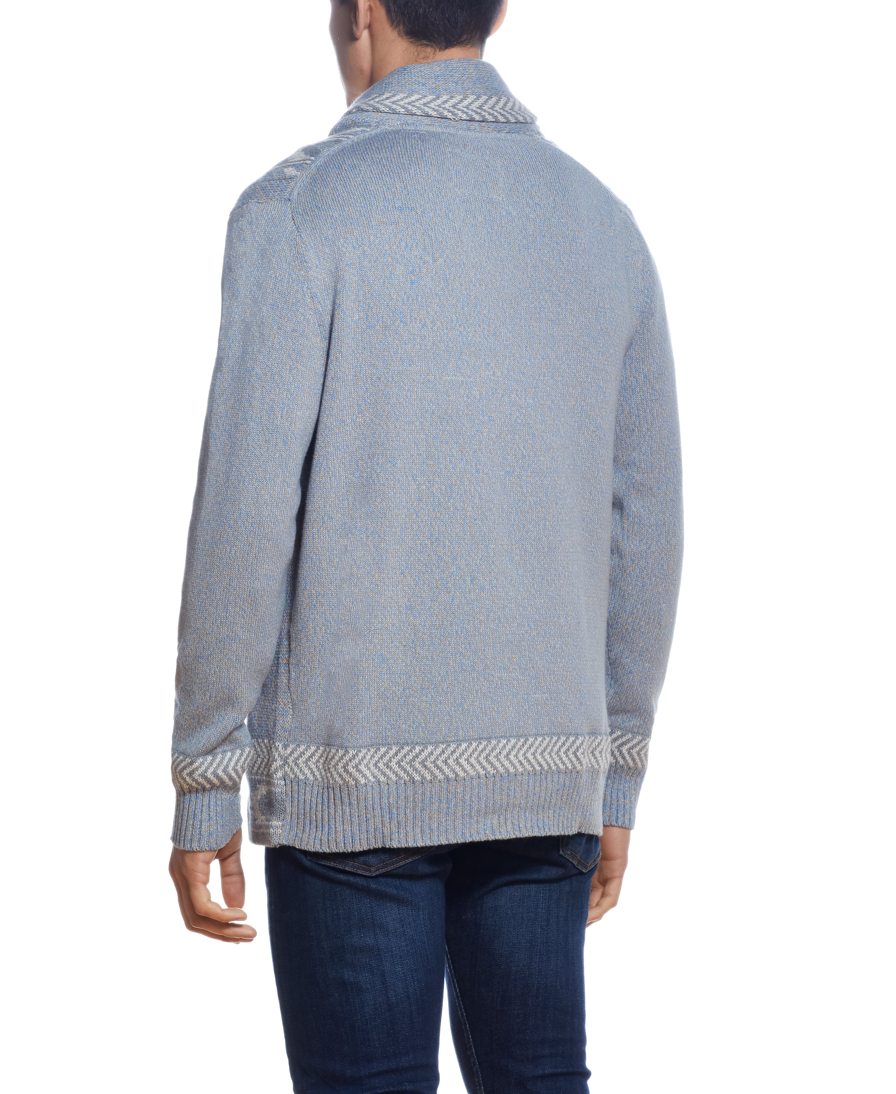 Western Pattern Full-Zip Cardigan Sweater IN PRARIE