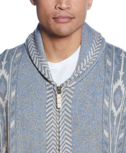 Western Pattern Full-Zip Cardigan Sweater IN PRARIE