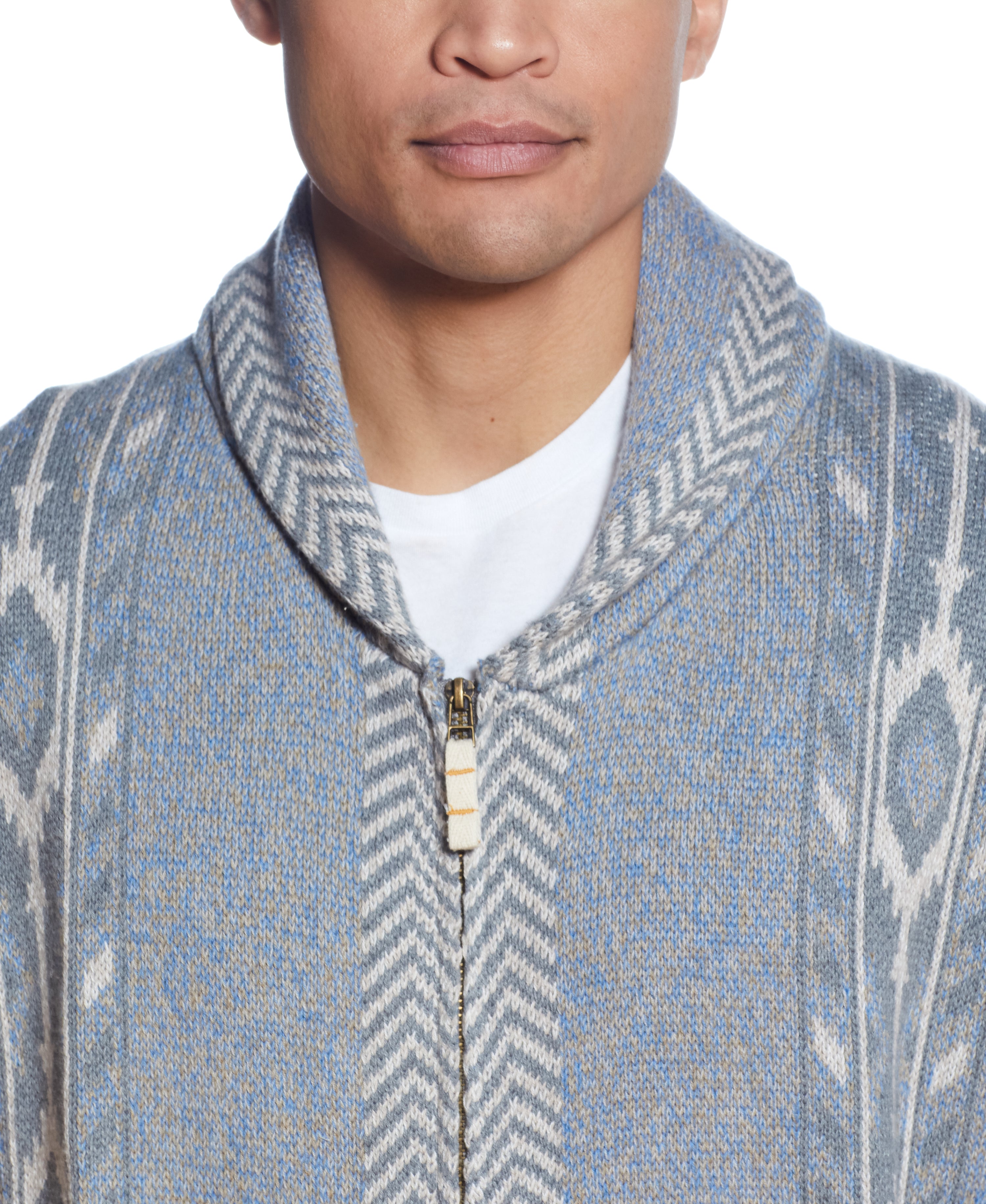 Western Pattern Full-Zip Cardigan Sweater IN PRARIE