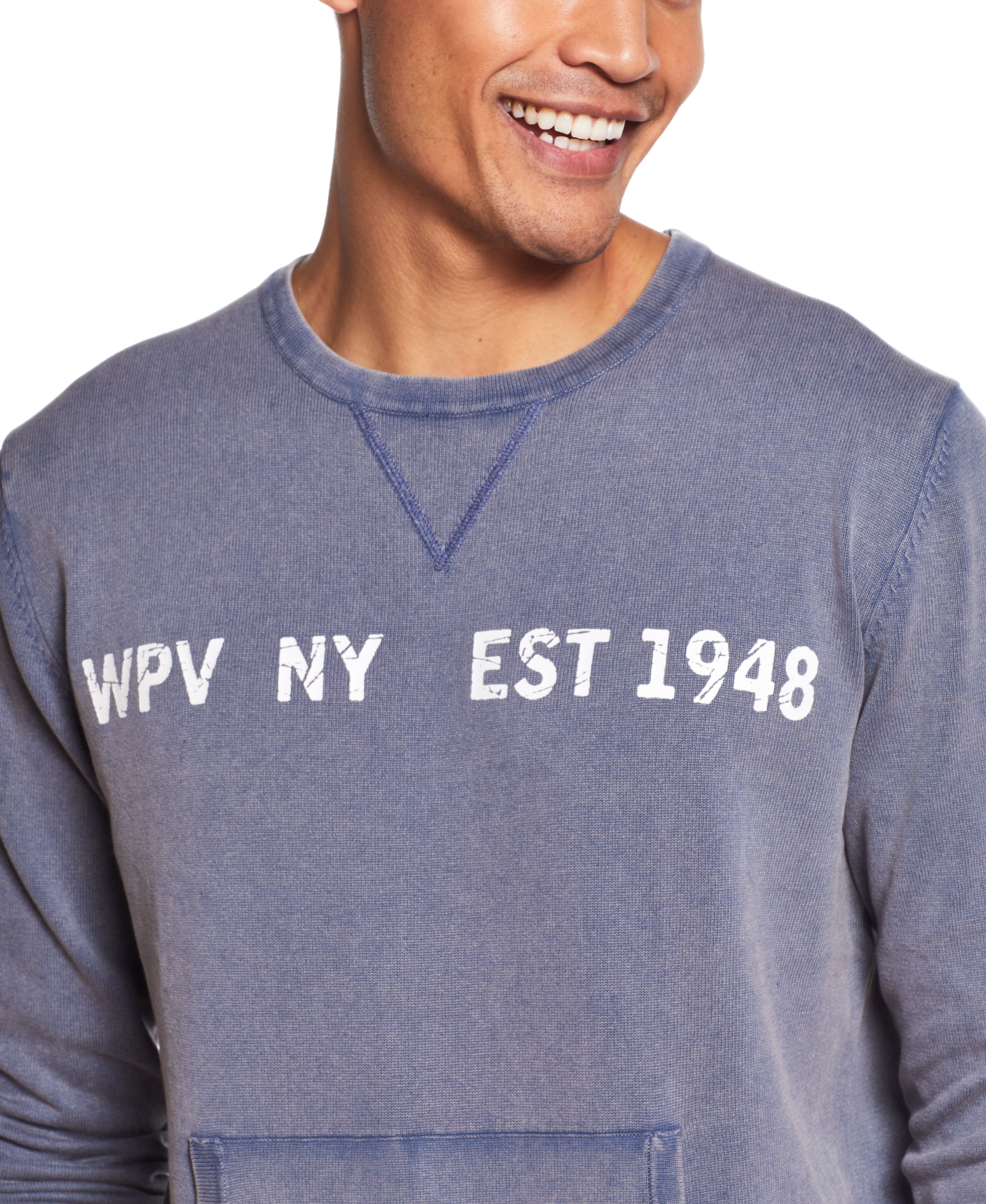 Stonewash Logo Crew Sweater In Blue Mirage