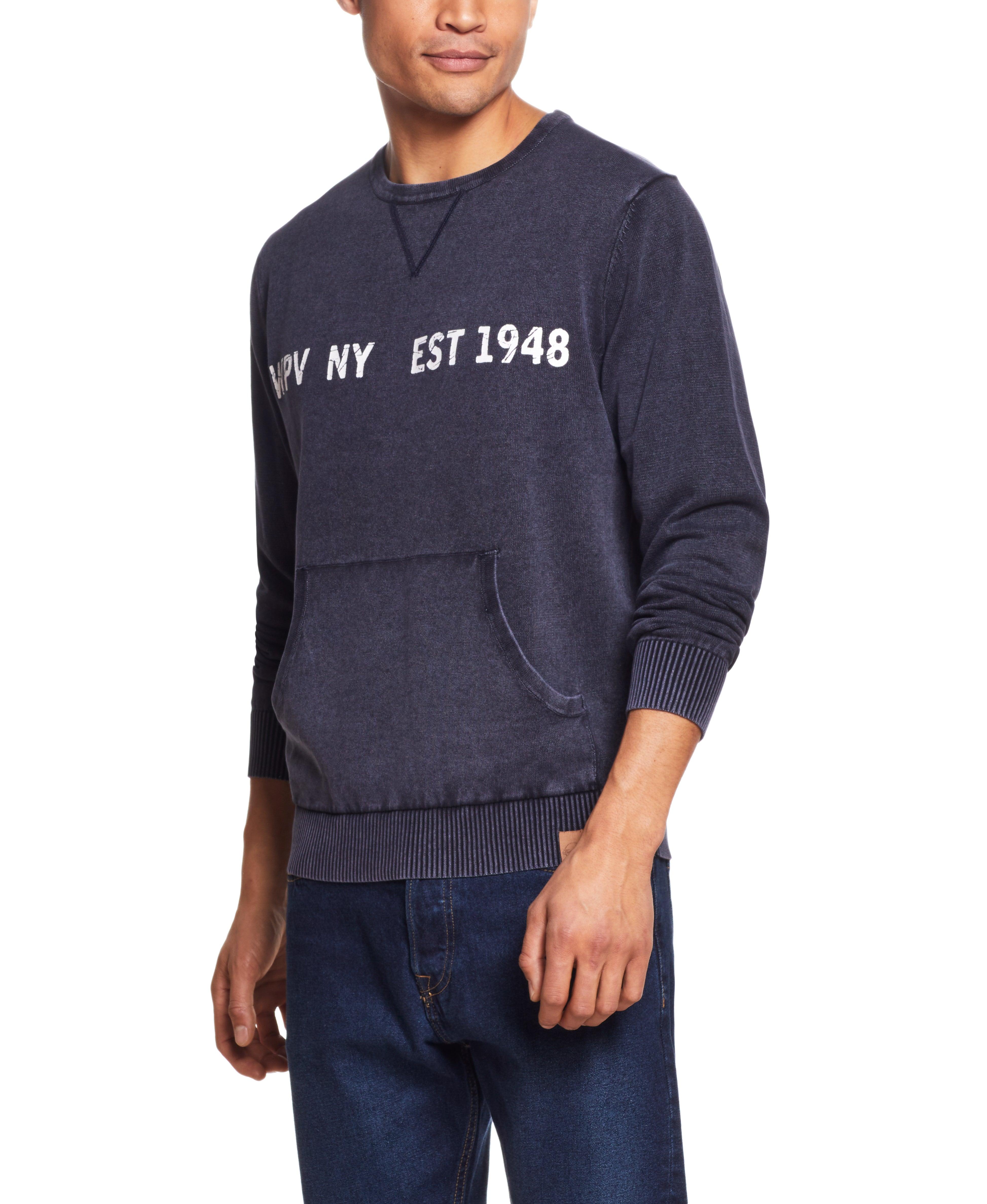 Stonewash Logo Crew Sweater In Blue Nights