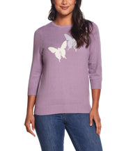 BUTTERFLY COTTON CASHMERE SWEATER in MIST