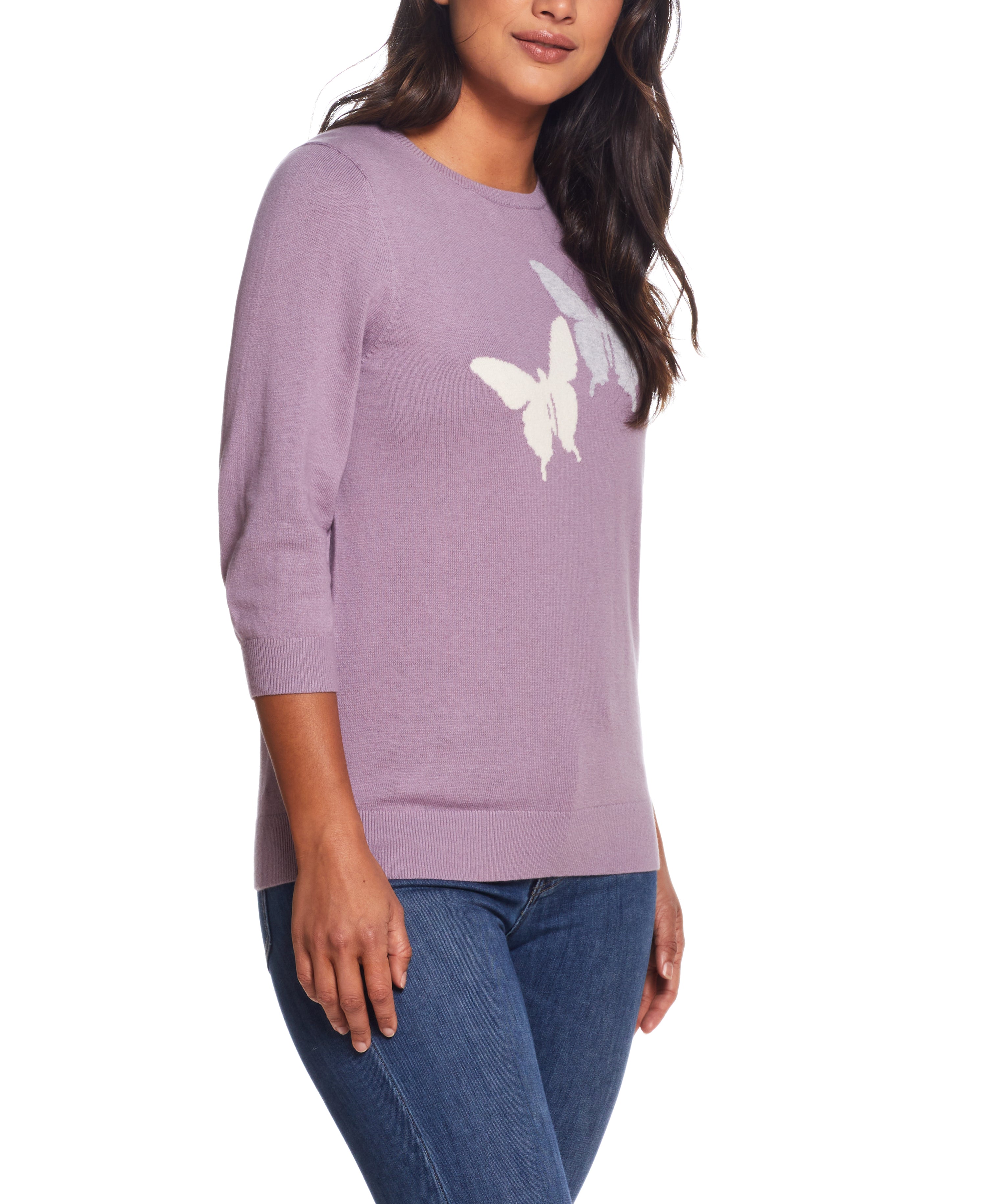 BUTTERFLY COTTON CASHMERE SWEATER in MIST