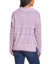 Ladies Pointelle Mock-neck Sweater in Nirvana