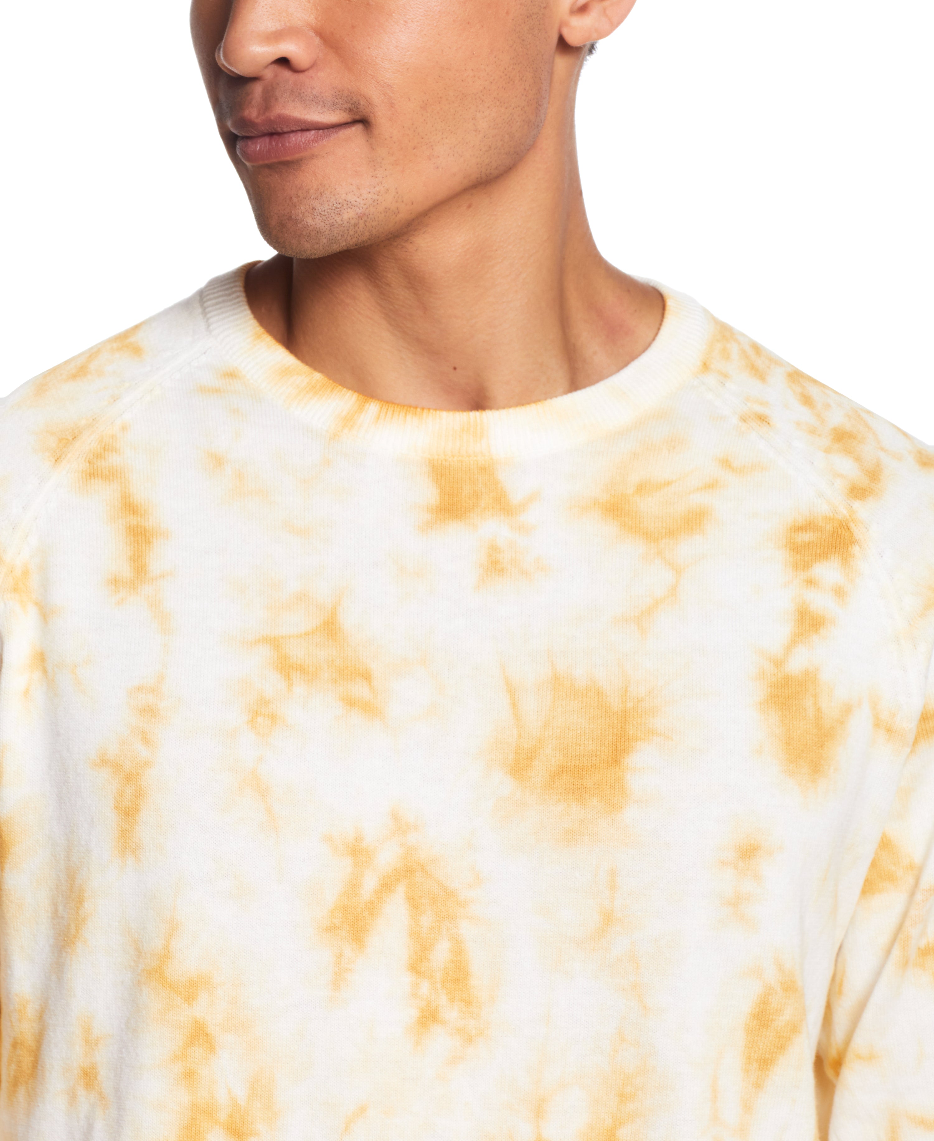 Tie Dye Crew Sweater in Buff Yellow