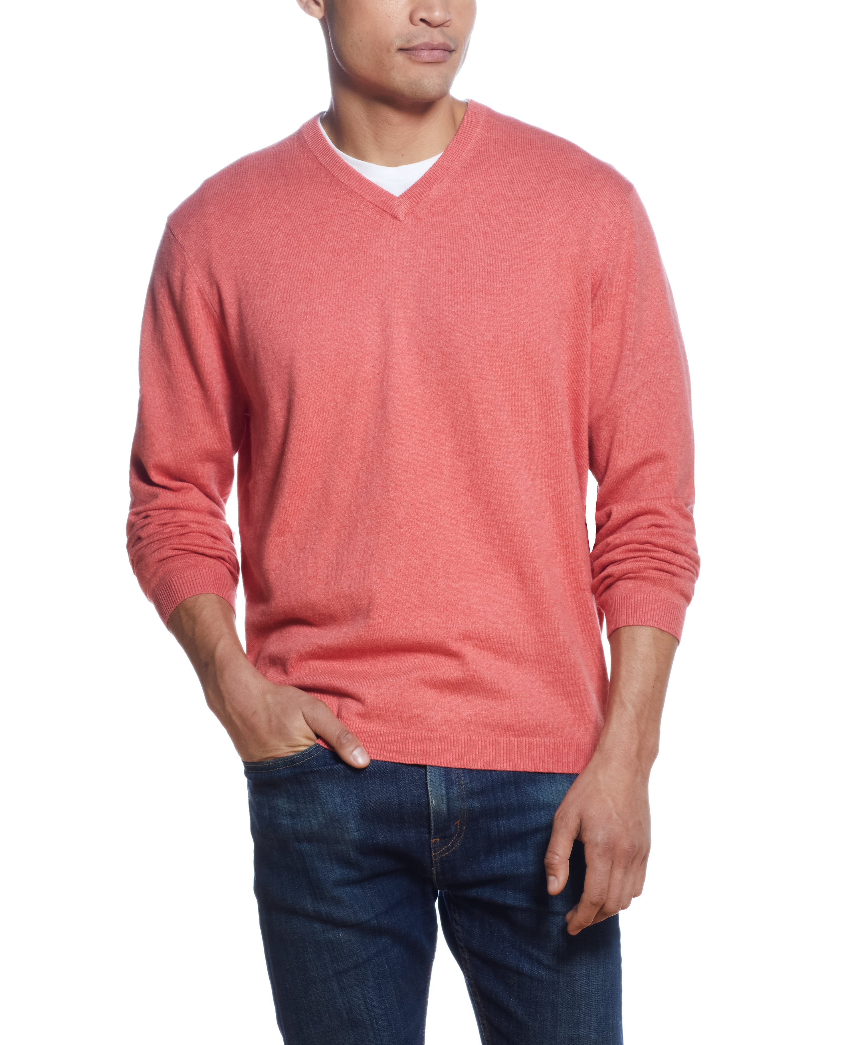 Cotton Cashmere V Neck Sweater in BERMUDA