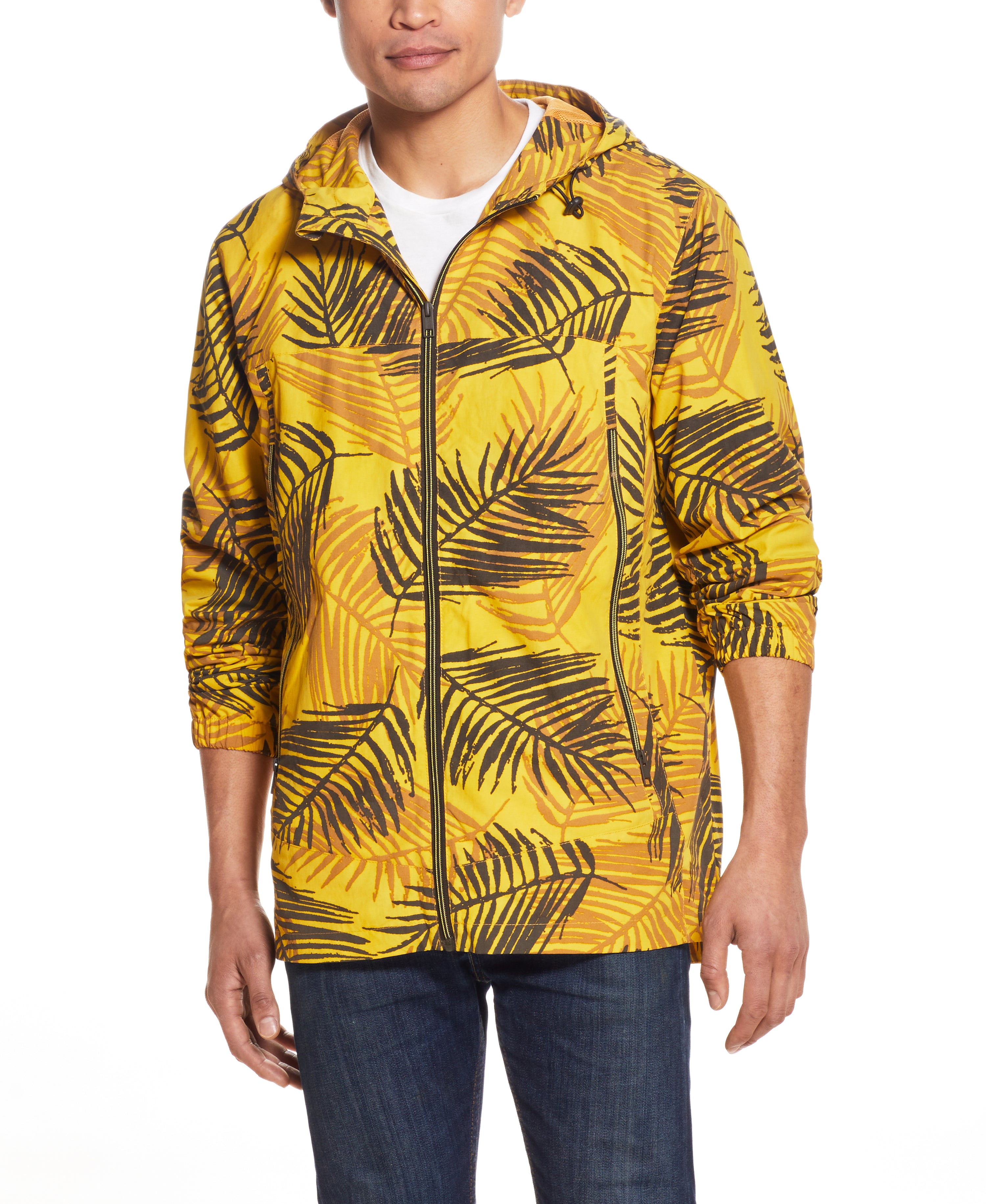 Full-Zip Hooded Nylon JACKET in YELLOW