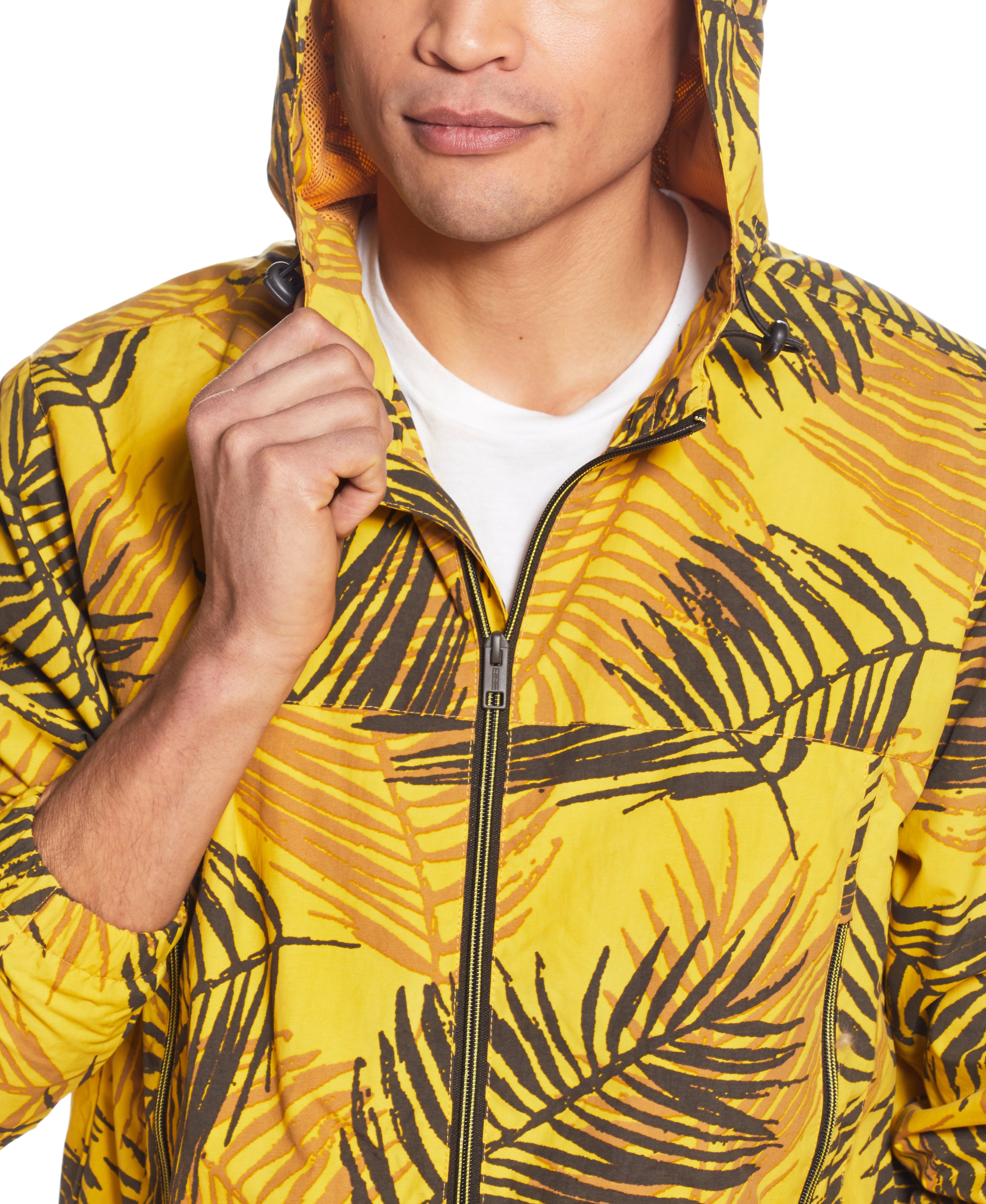 Full-Zip Hooded Nylon JACKET in YELLOW