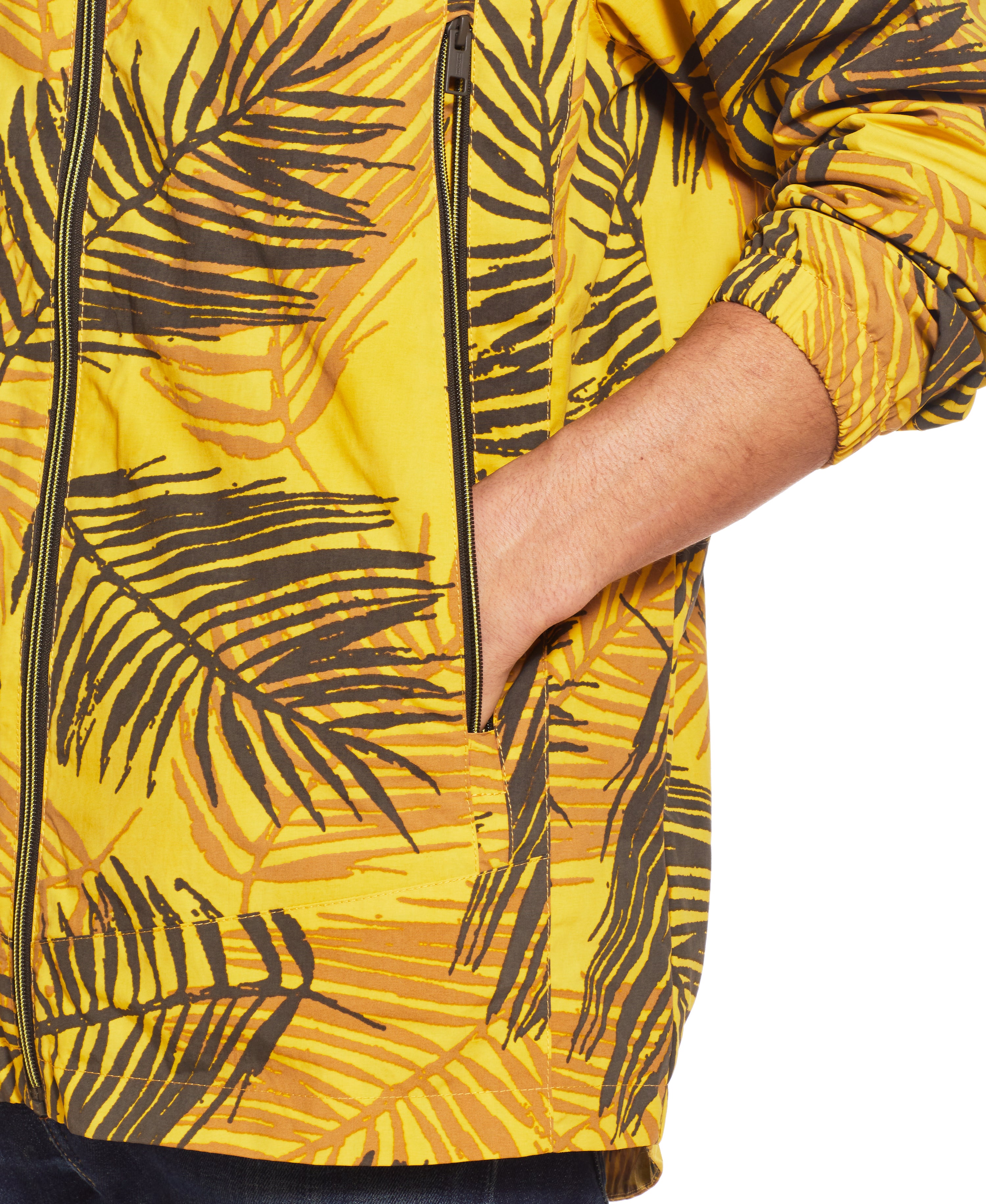 Full-Zip Hooded Nylon JACKET in YELLOW