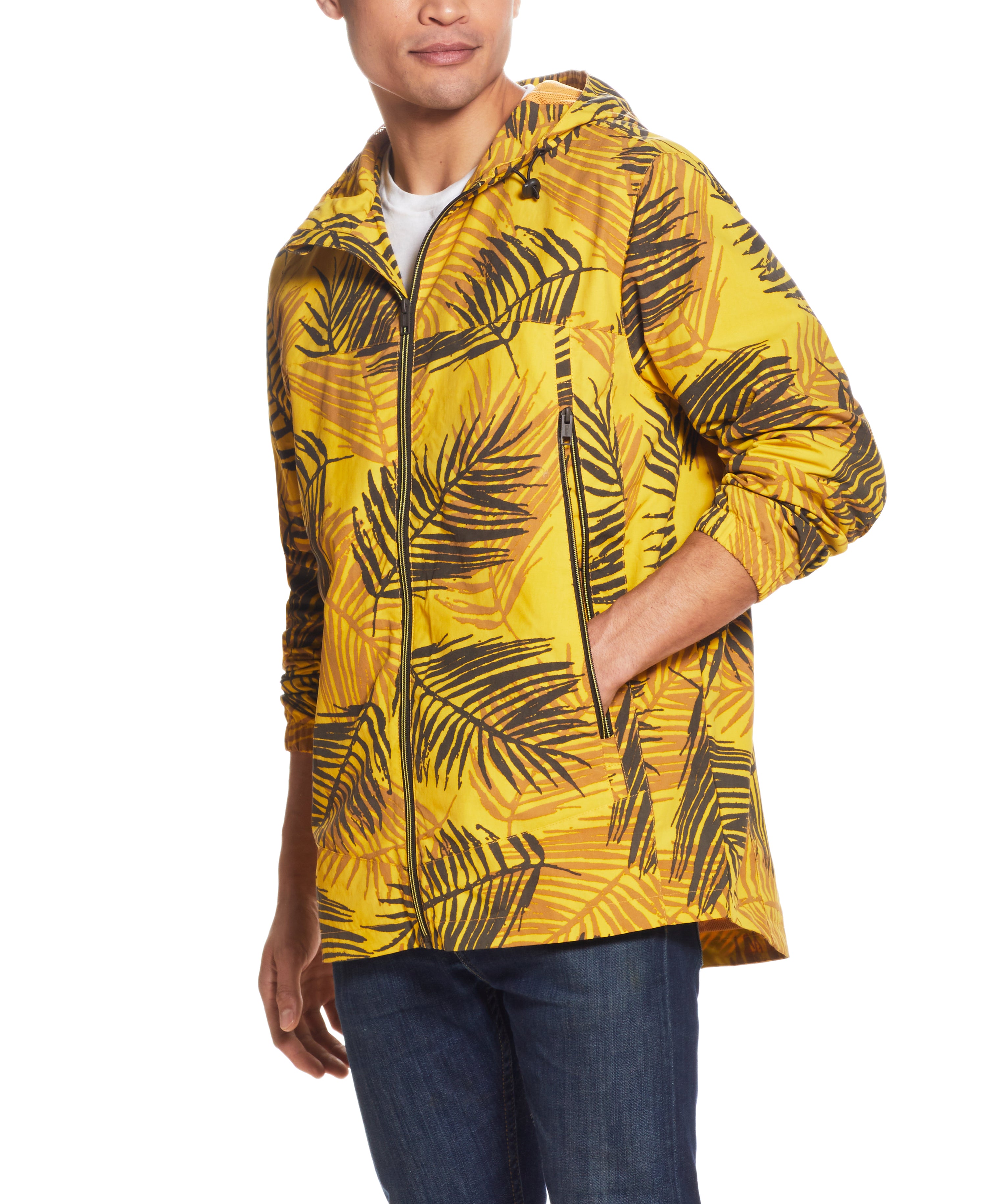 Full-Zip Hooded Nylon JACKET in YELLOW