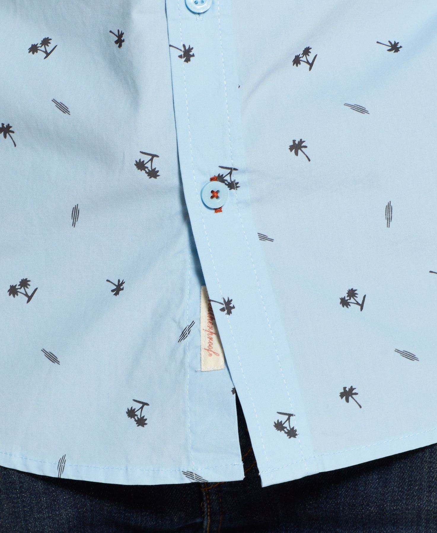 PEACHED POPLIN PRINT IN SOFT BLUE