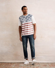 Stars And Stripes Tee  In Oatmeal