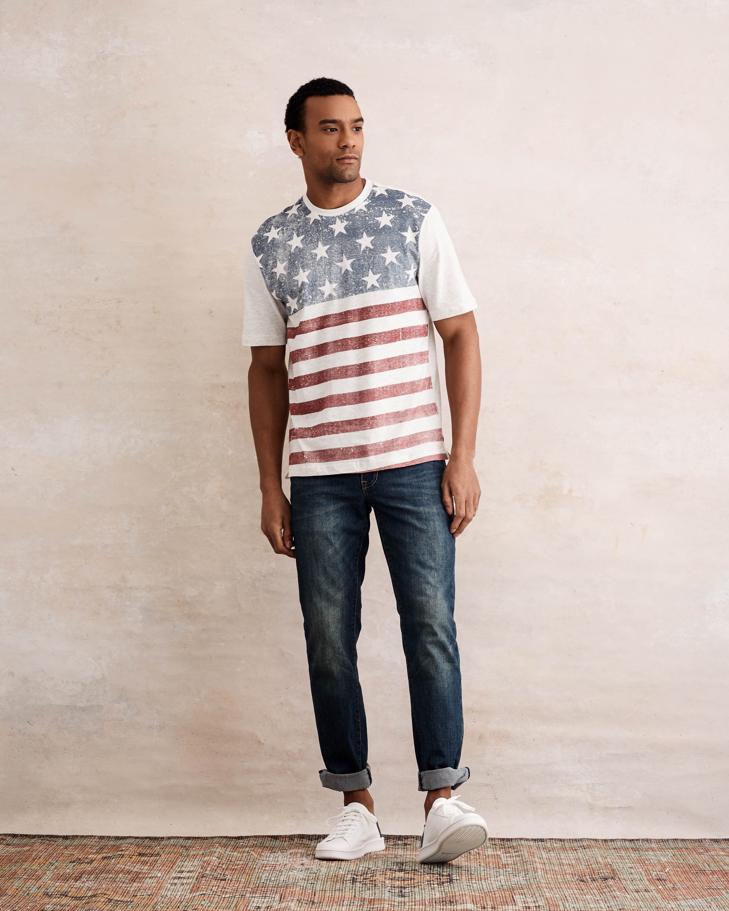 STARS AND STRIPES TEE  IN OATMEAL