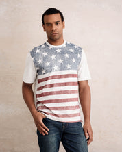 Stars And Stripes Tee  In Oatmeal