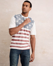 Stars And Stripes Tee  In Oatmeal