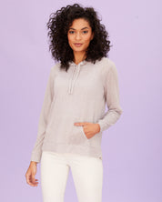 Womens Slub Hoodie Pullover in Silver