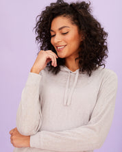 Womens Slub Hoodie Pullover in Silver