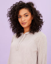 Womens Slub Hoodie Pullover in Silver