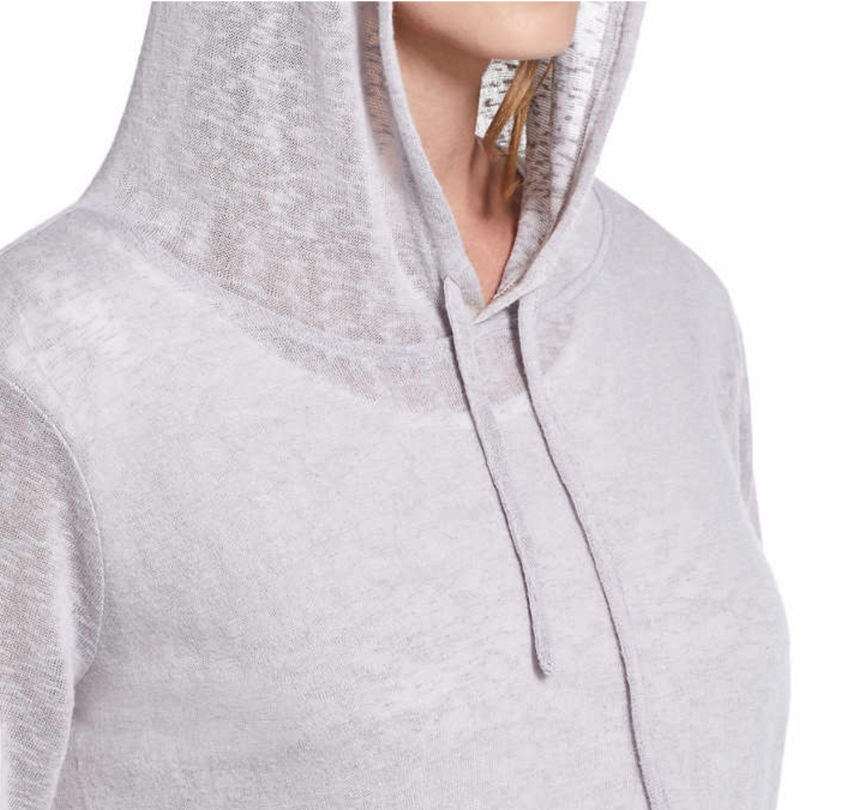 Womens Slub Hoodie Pullover in Silver