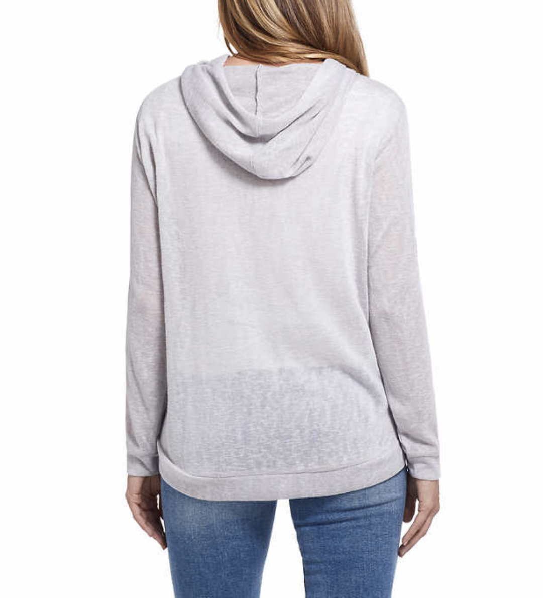 Womens Slub Hoodie Pullover in Silver