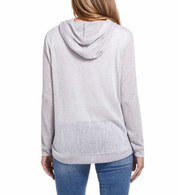 Womens Slub Hoodie Pullover in Silver