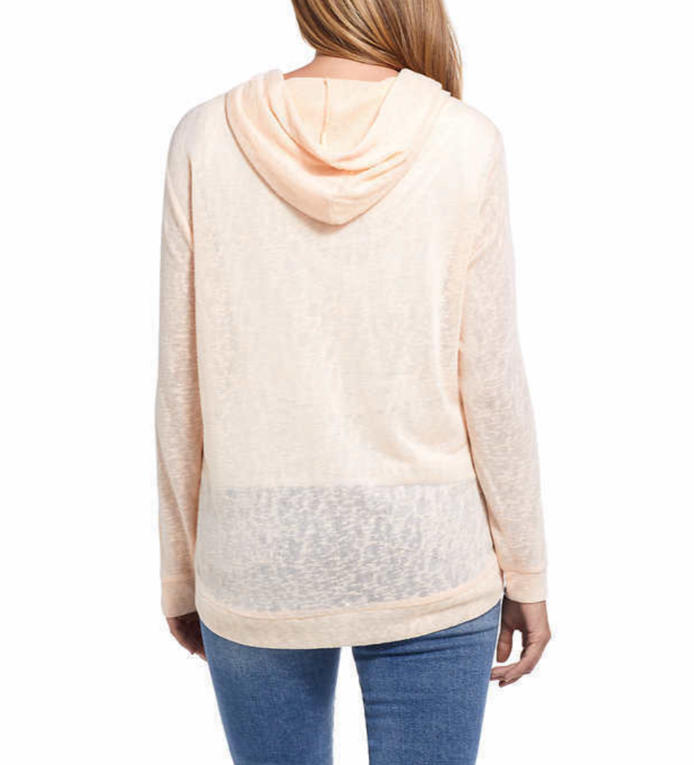 Womens Slub Hoodie Pullover in Peach