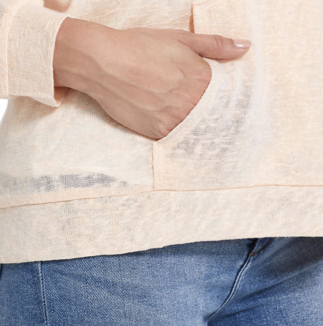 Womens Slub Hoodie Pullover in Peach