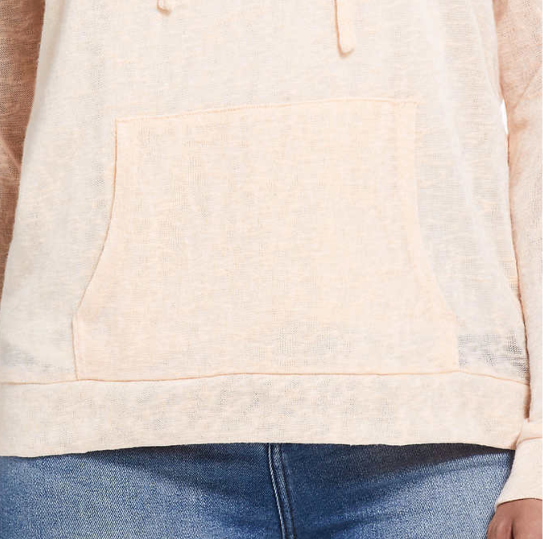 Womens Slub Hoodie Pullover in Peach
